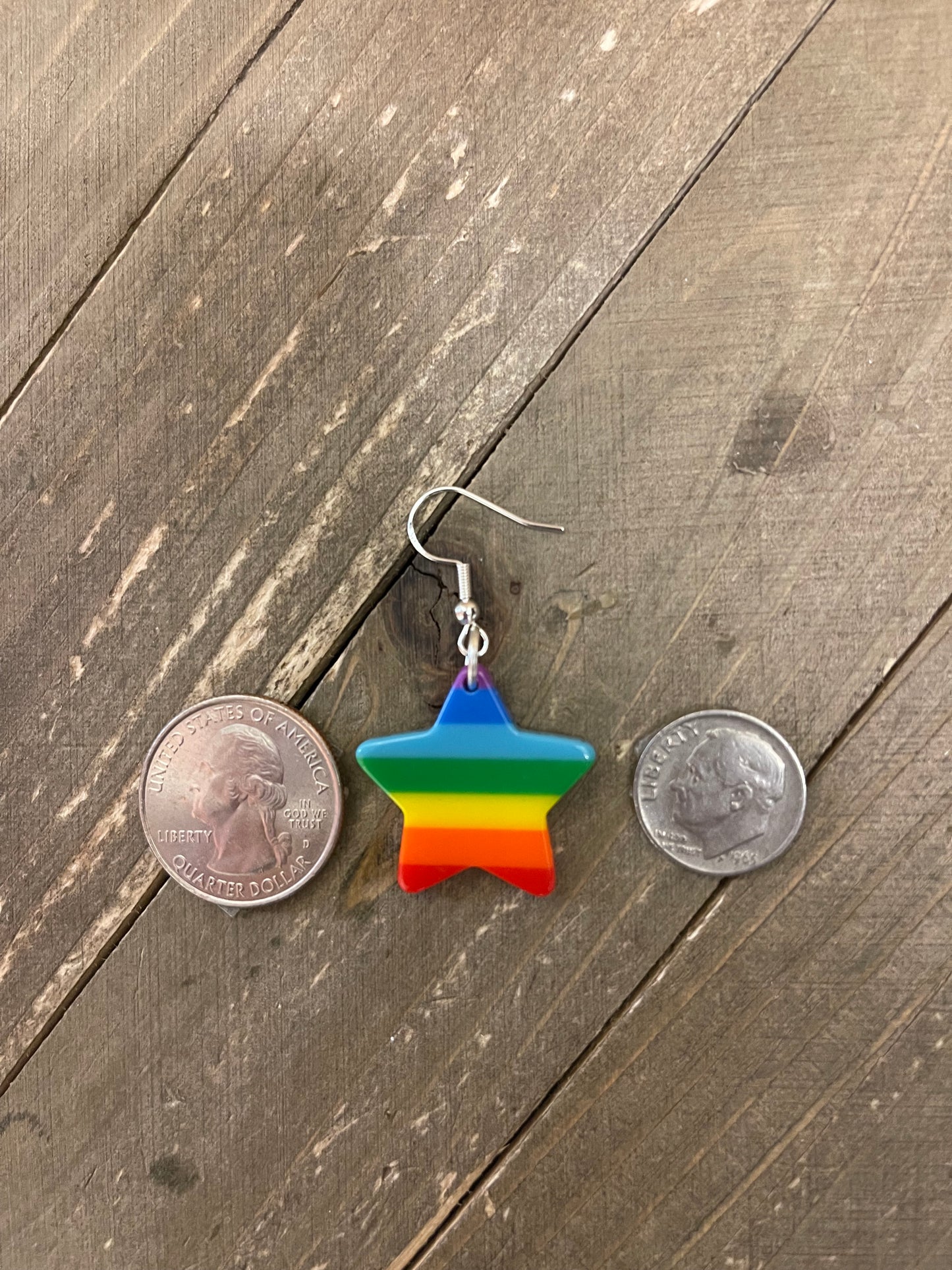 Rainbow Stars charm wire earringsPink tiful of LOVE