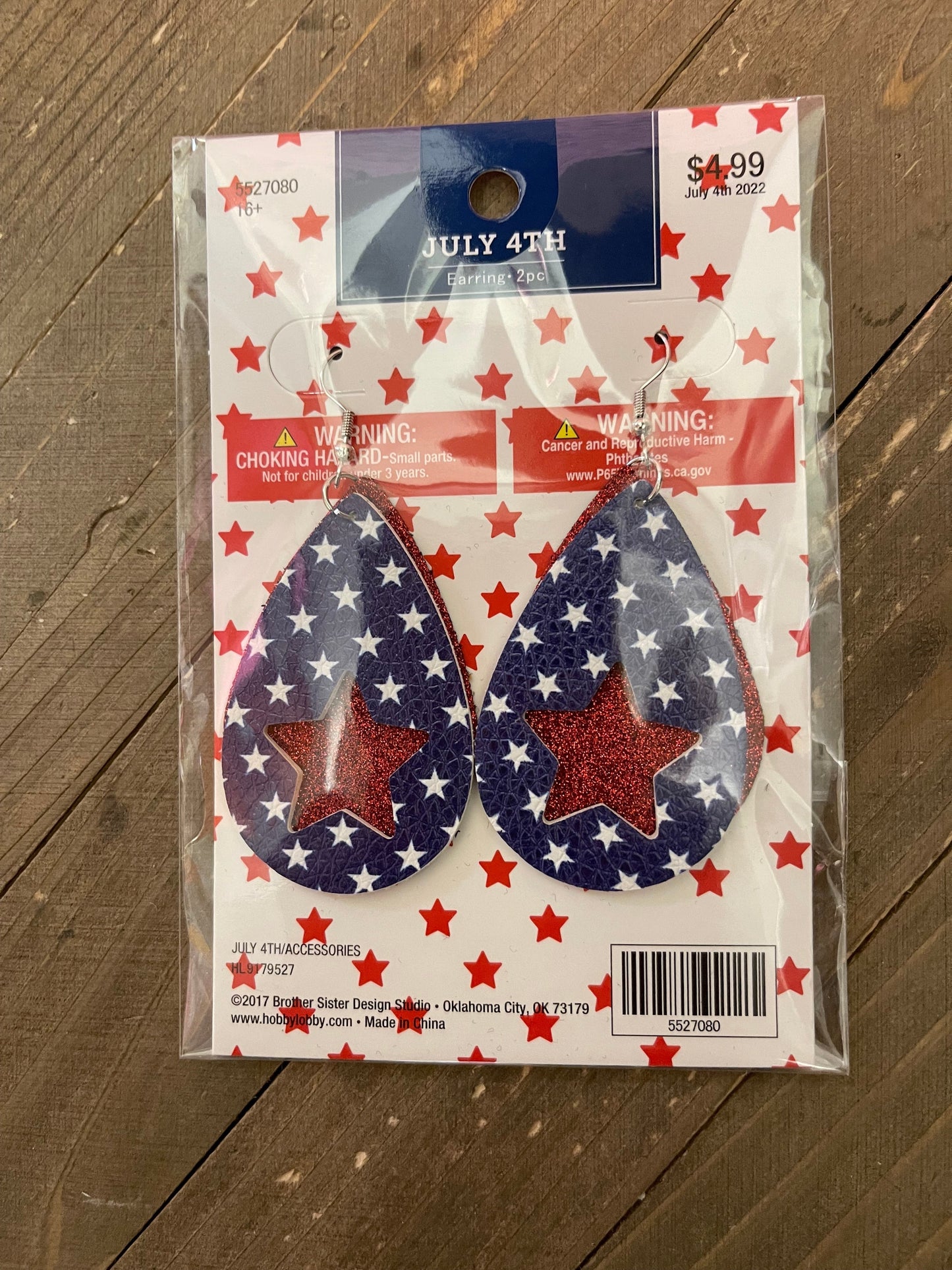 July 4th Teardrop Earrings - Stars & GlitterPink tiful of LOVE