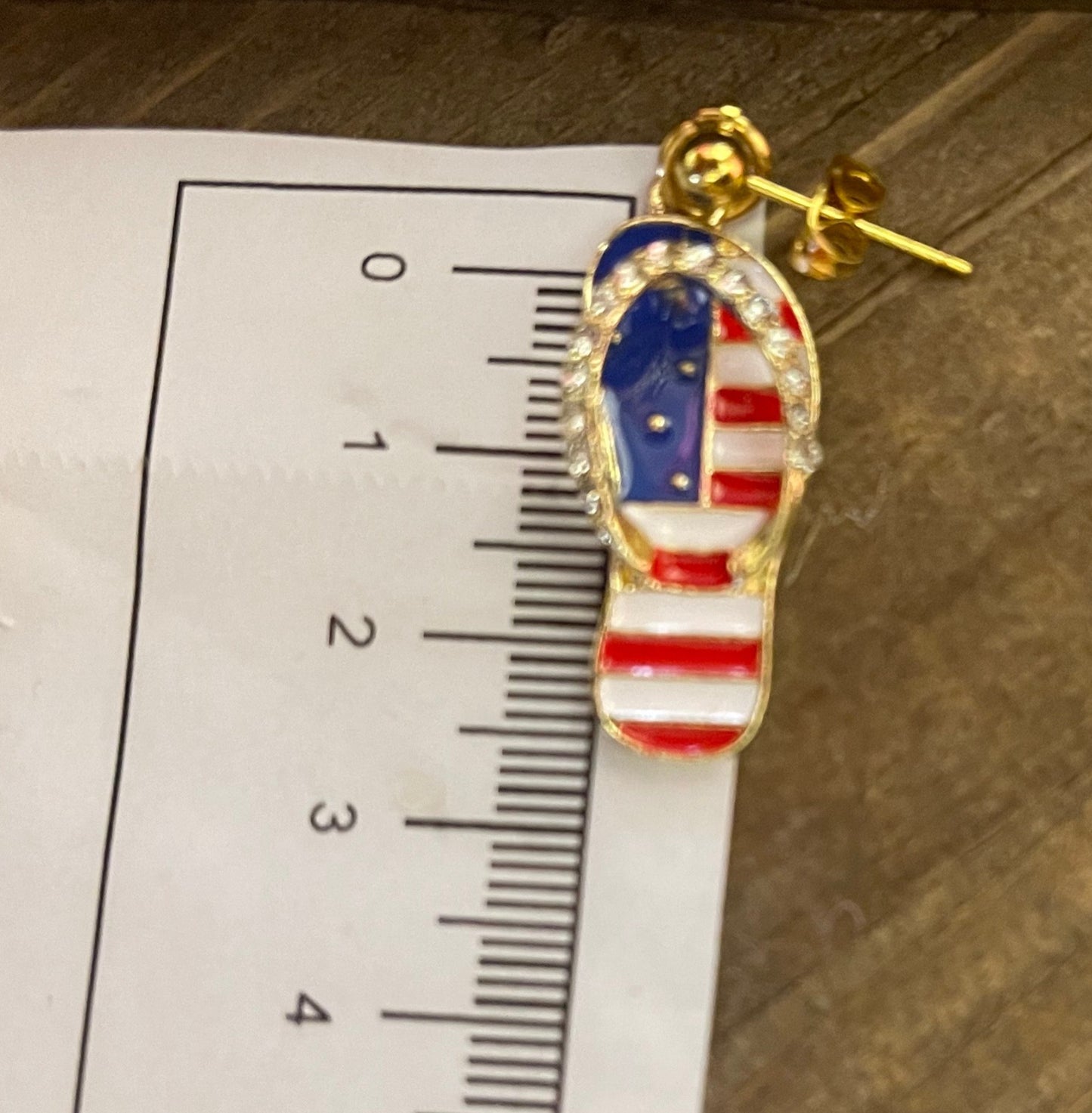 Patriotic Rhinestone Flip Flop Charm Ball Post EarringsPink tiful of LOVE