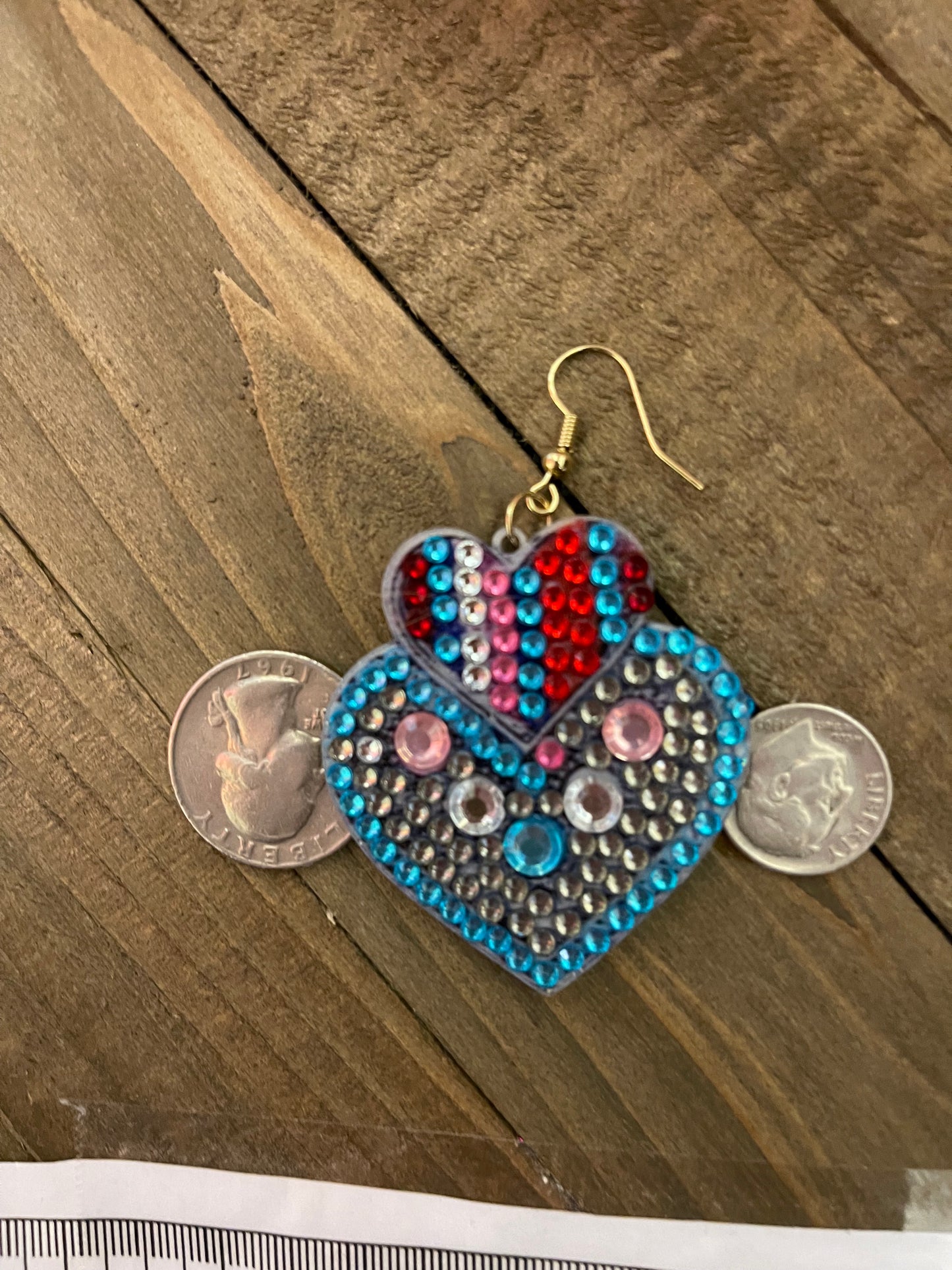 Diamond Painting Clear, Multi Color Gemstone Wire EarringsPink tiful of LOVE