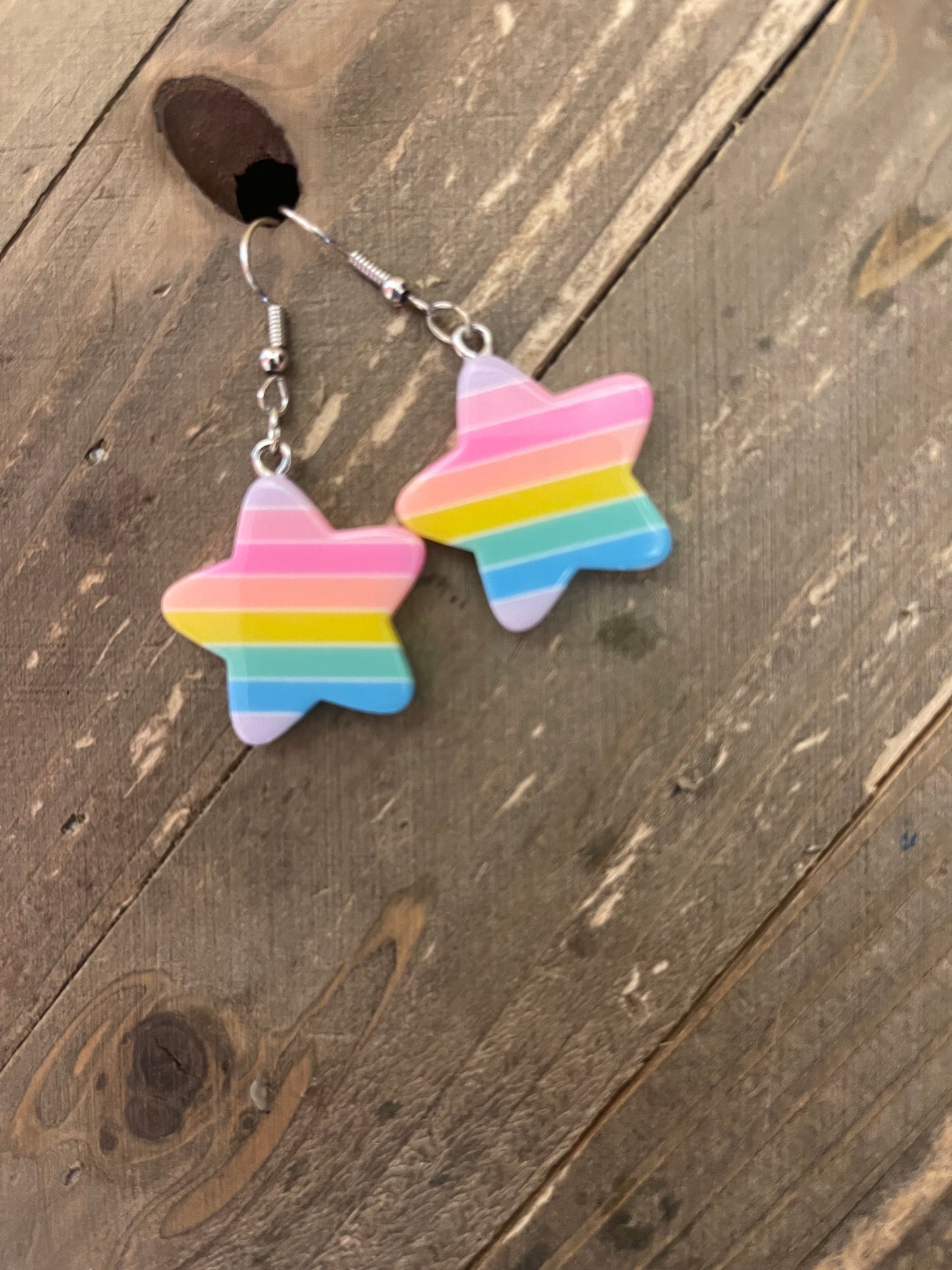 Rainbow Pastel Stars charm wire earringsPink tiful of LOVE