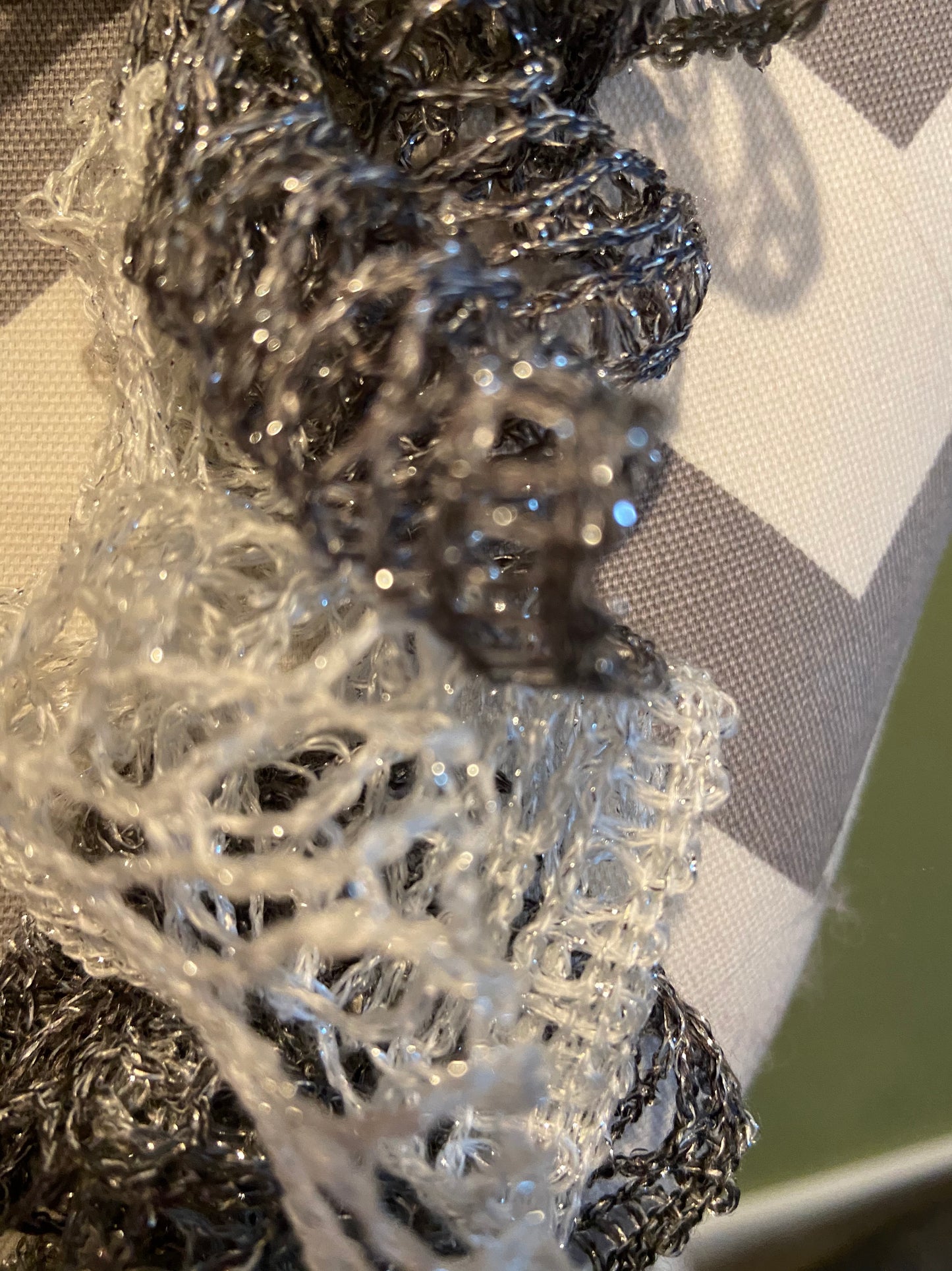 Ruffled Scarf handmade with gray, black and white Sashay yarnPink tiful of LOVE