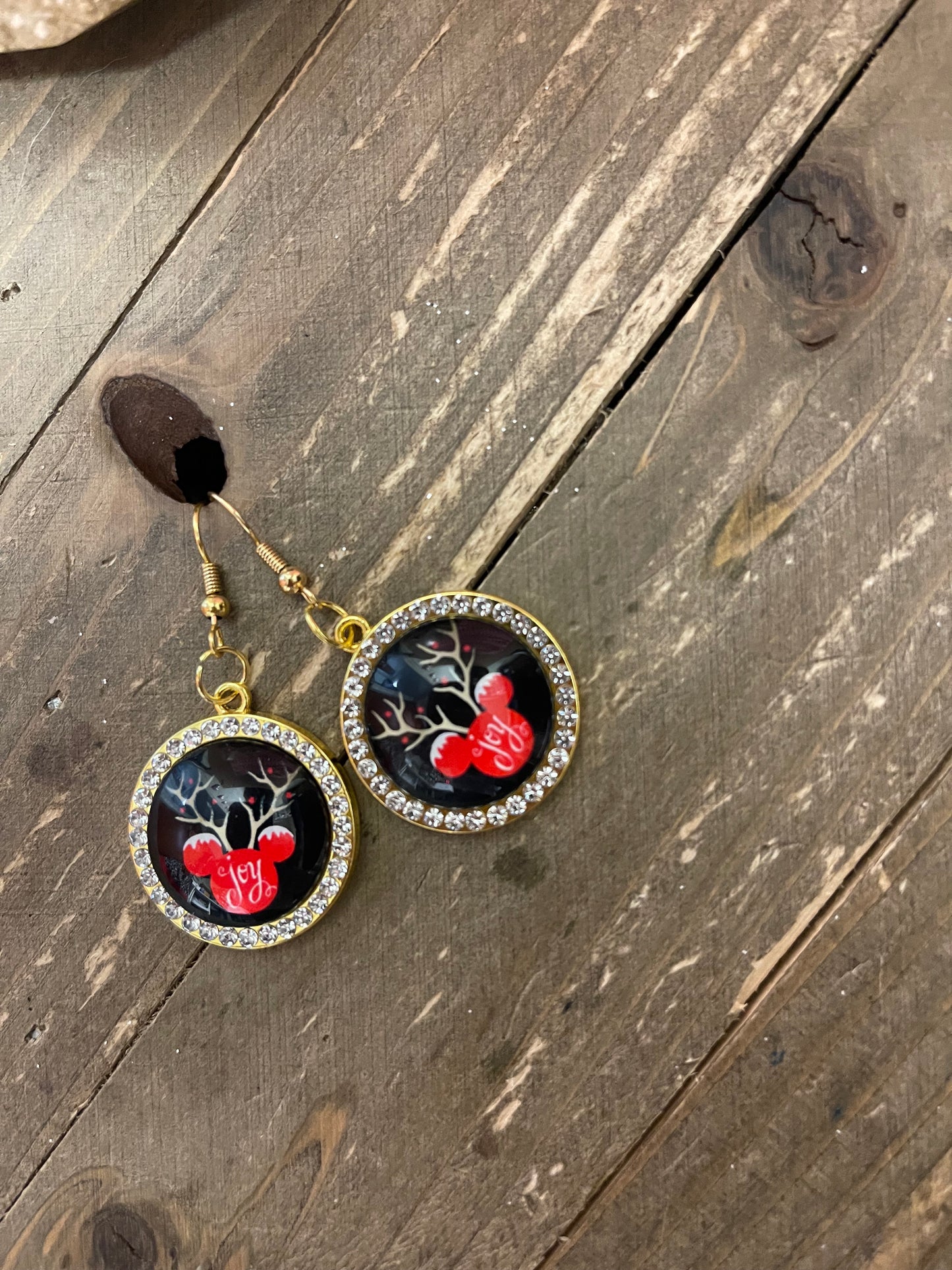 Holiday Antler Ears Cabochon Charm Wire earringsPink tiful of LOVE