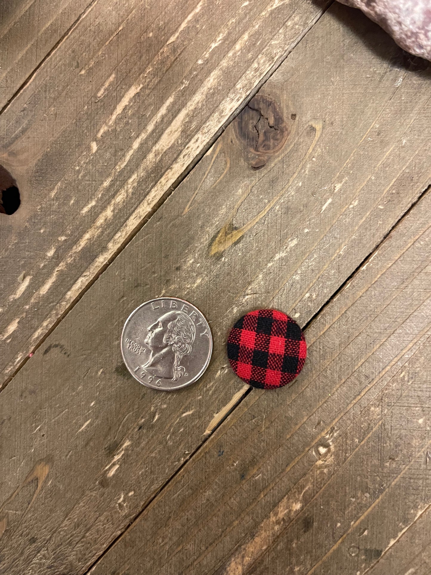 Red Buffalo Check Fabric Stud EarringsPink tiful of LOVE