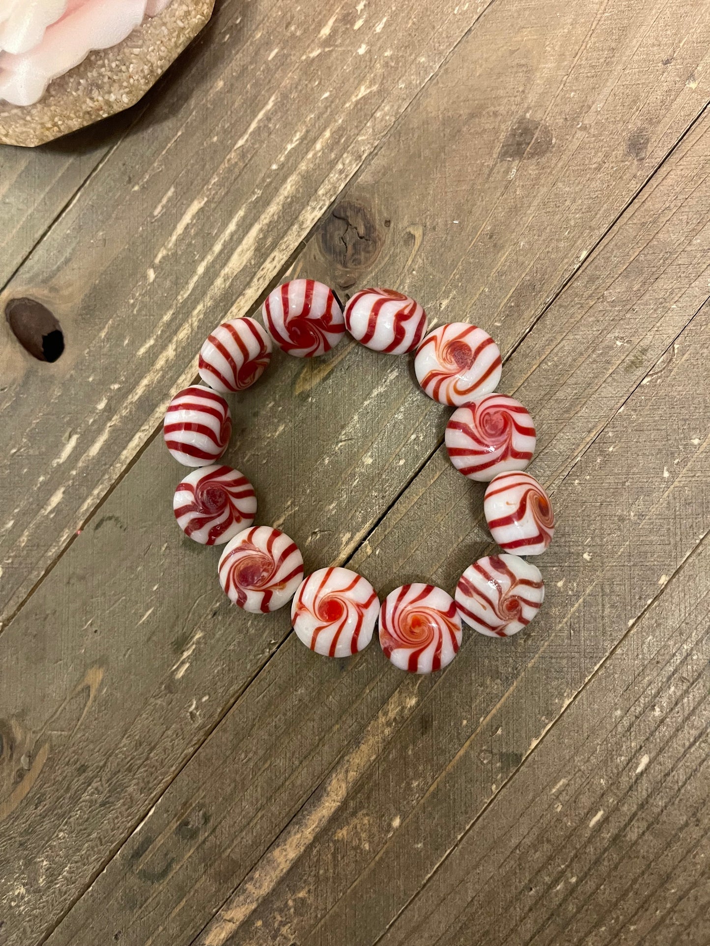 Peppermint Glass Beaded Elastic/Stretch BraceletPink tiful of LOVE