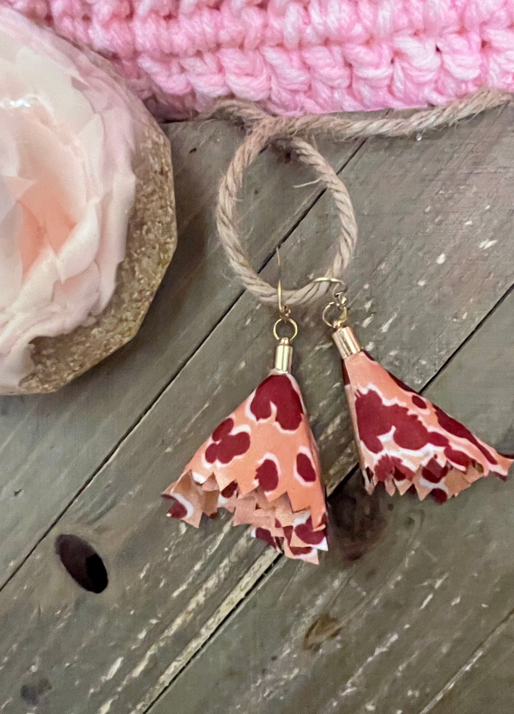 Pink Panther silk tassels Wire earringsPink tiful of LOVE
