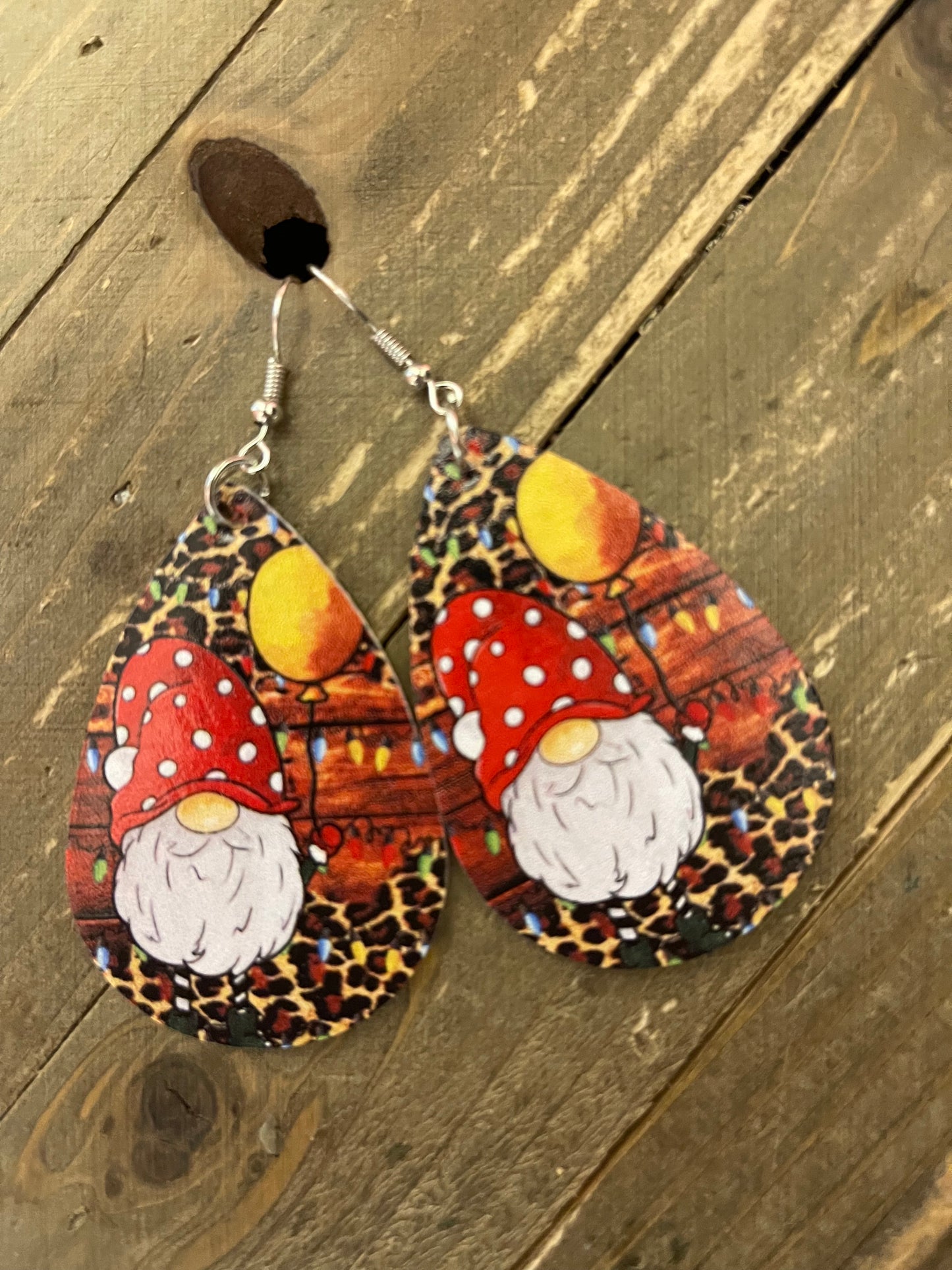 Christmas Gnome-1 Faux Leather Teardrop wire earringsPink tiful of LOVE