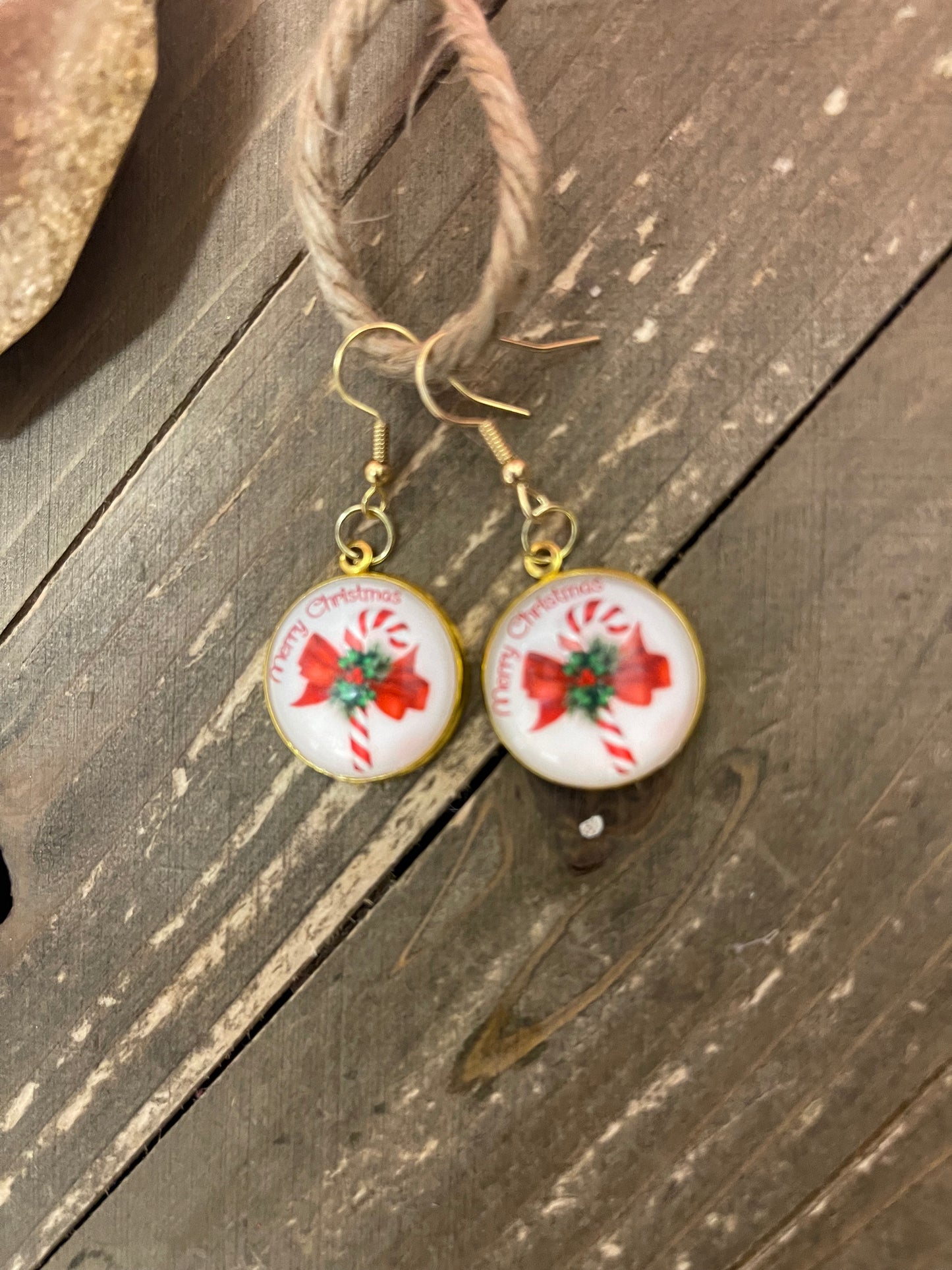 Candy Cane Cabochon Charm Wire earringsPink tiful of LOVE