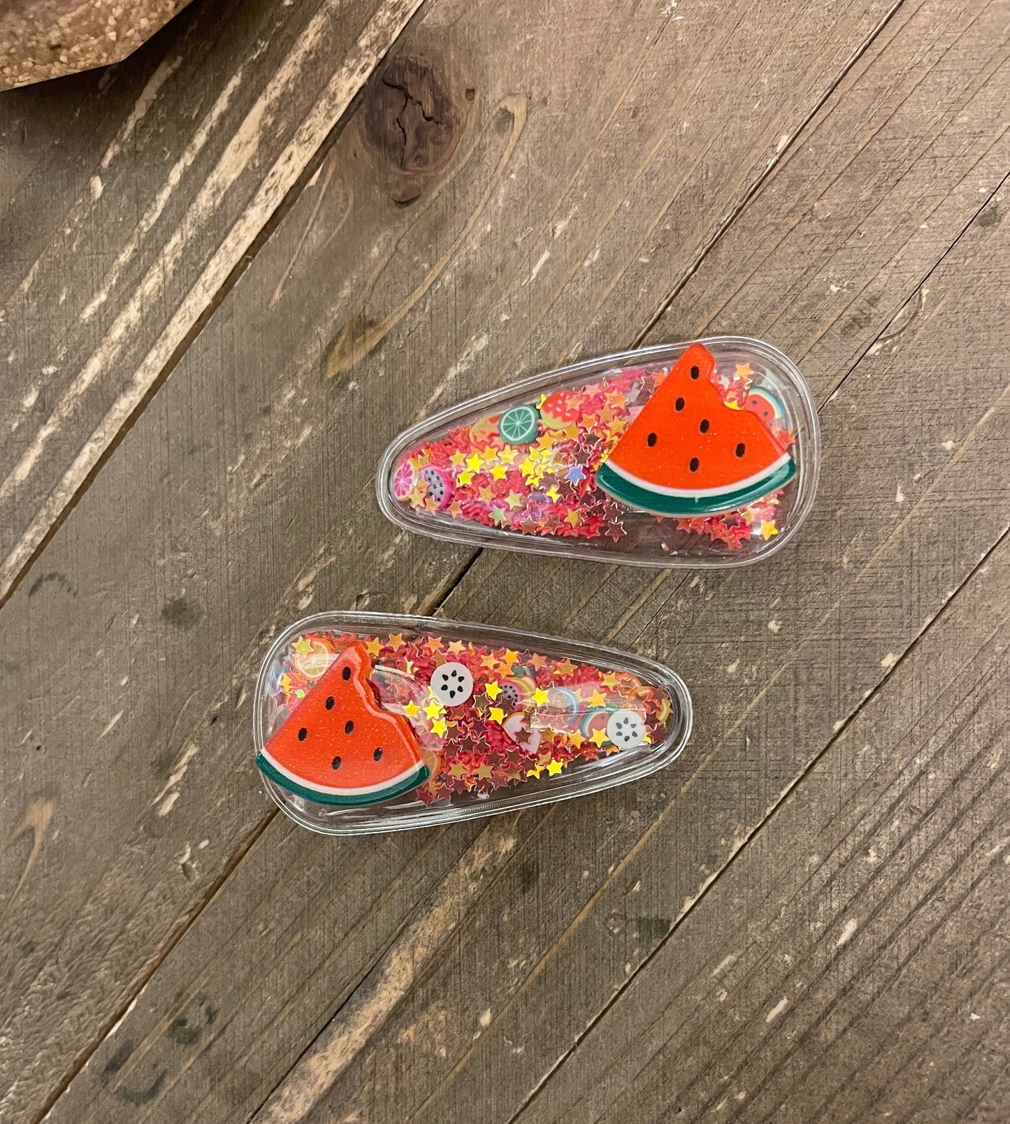 Watermelon Confetti-Multiple color ConfettiSnap Hair clips (a pair)Pink tiful of LOVE