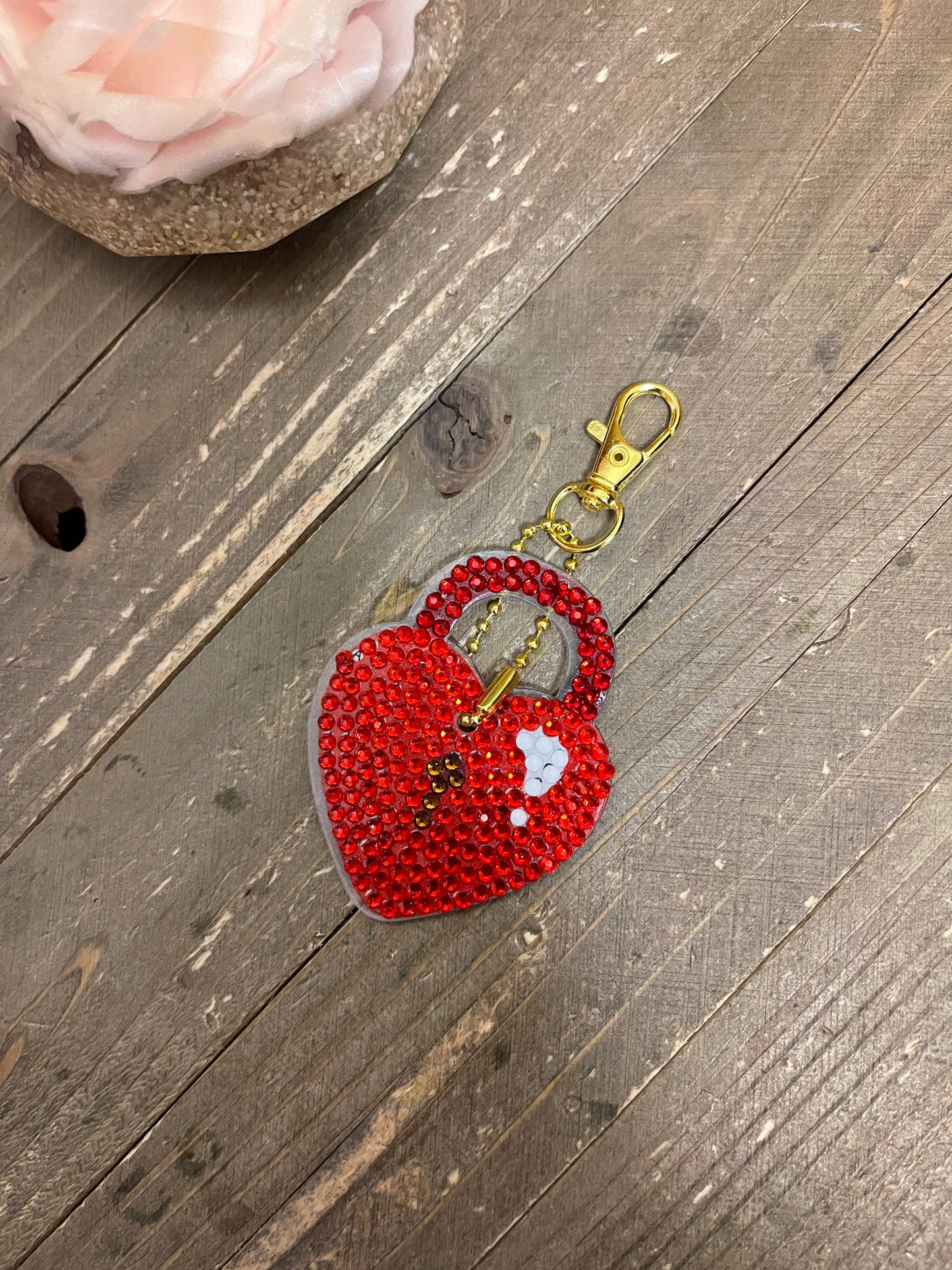 Happy Valentine's Acrylic & Gemstone Key Chain-1 (7 to choose from)Pink tiful of LOVE