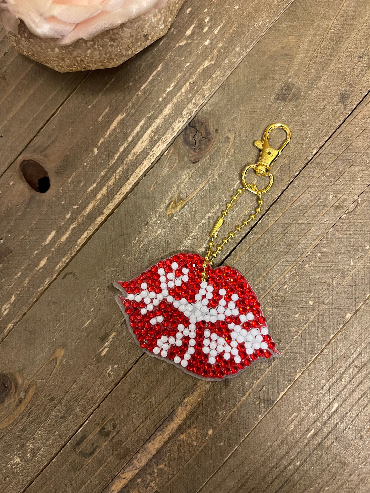 Happy Valentine's Acrylic & Gemstone Key Chain-1 (7 to choose from)Pink tiful of LOVE