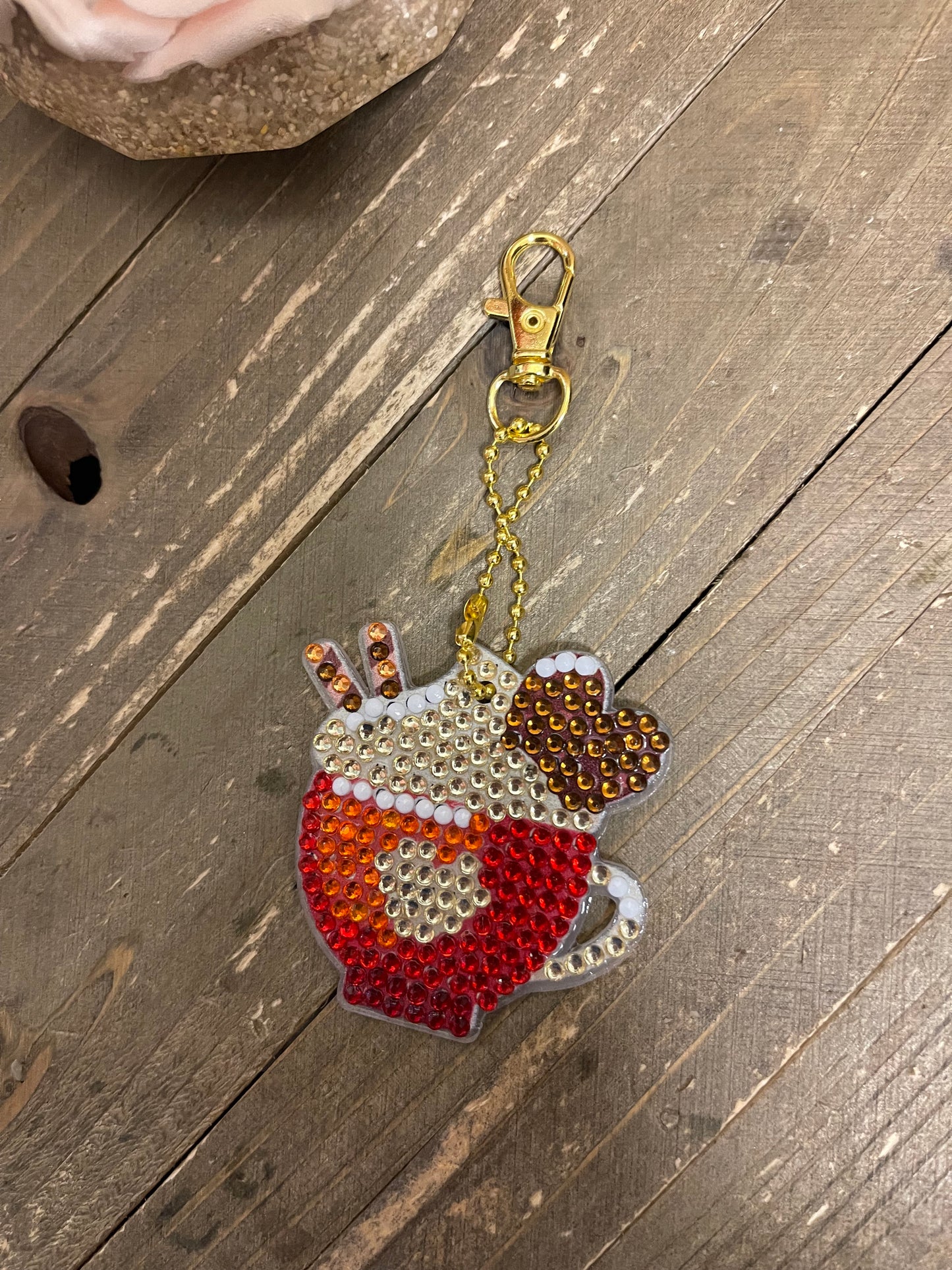 Happy Valentine's Acrylic & Gemstone Key Chain-1 (7 to choose from)Pink tiful of LOVE