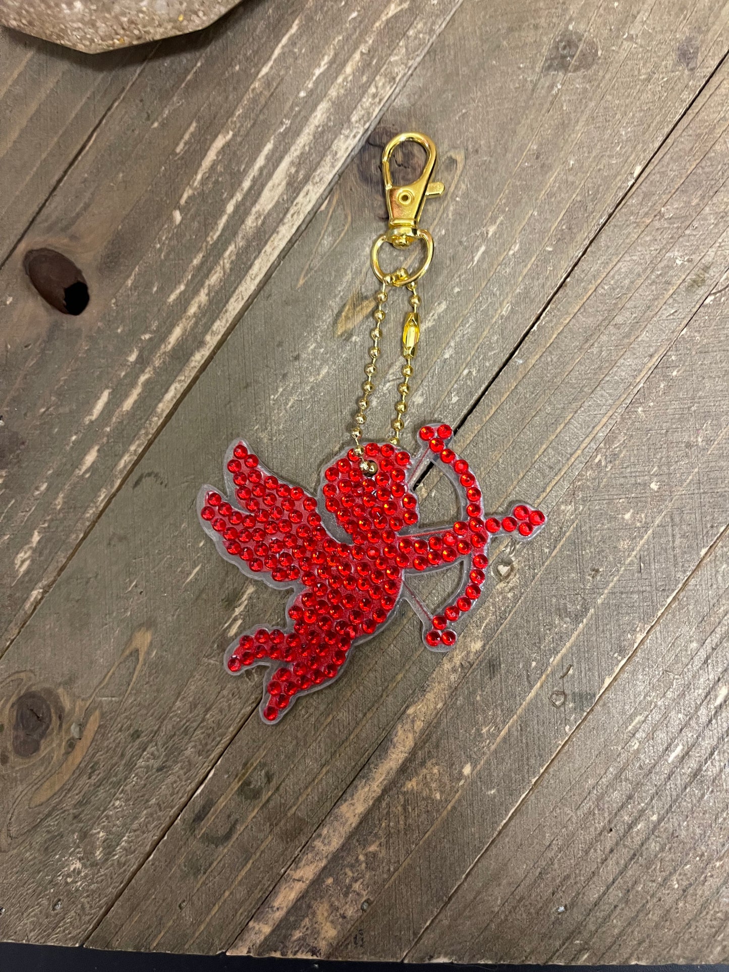 Happy Valentine's Acrylic & Gemstone Key Chain-1 (7 to choose from)Pink tiful of LOVE