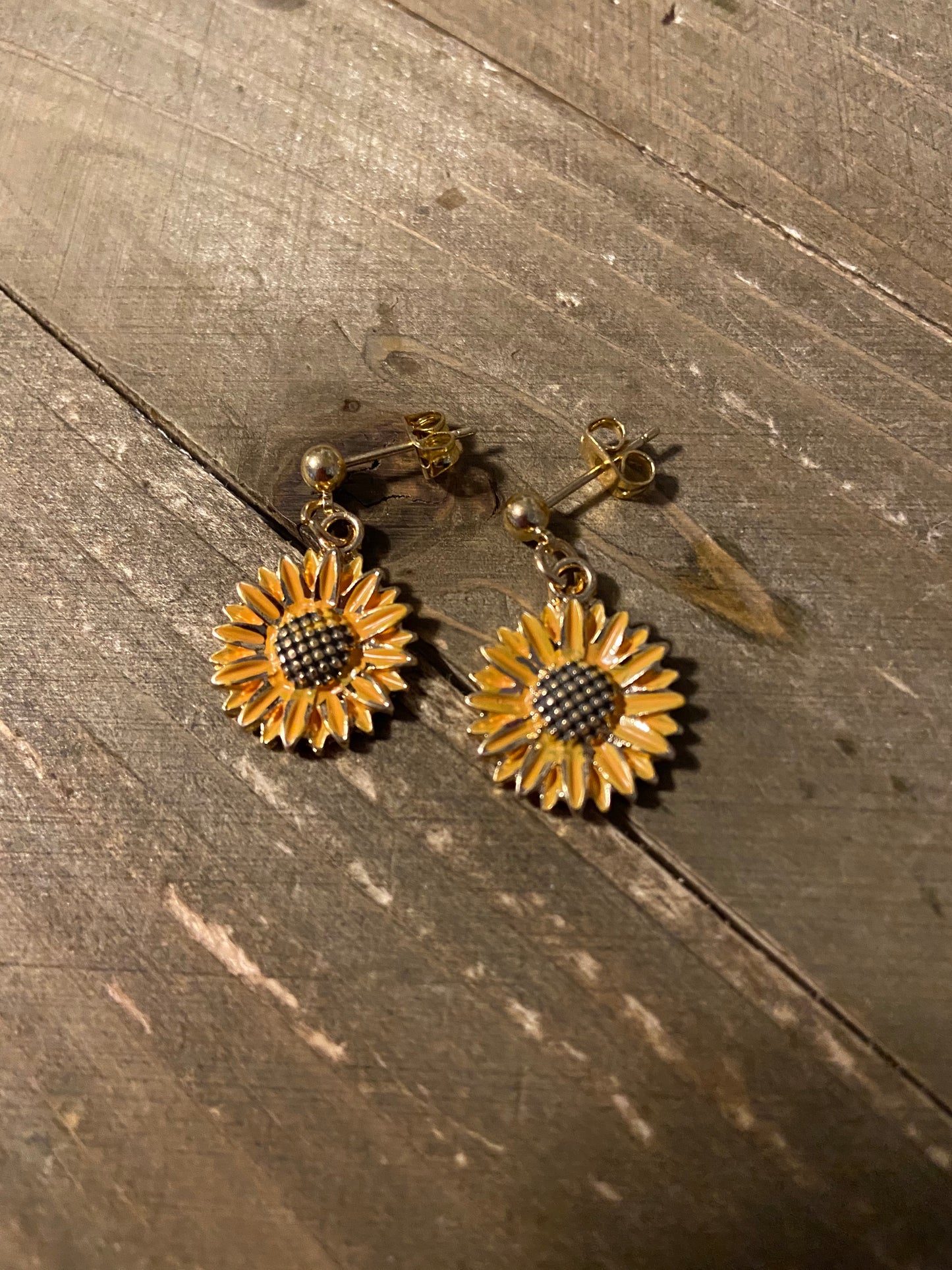 Distressed Sunflower charm Ball Post EarringPink tiful of LOVE