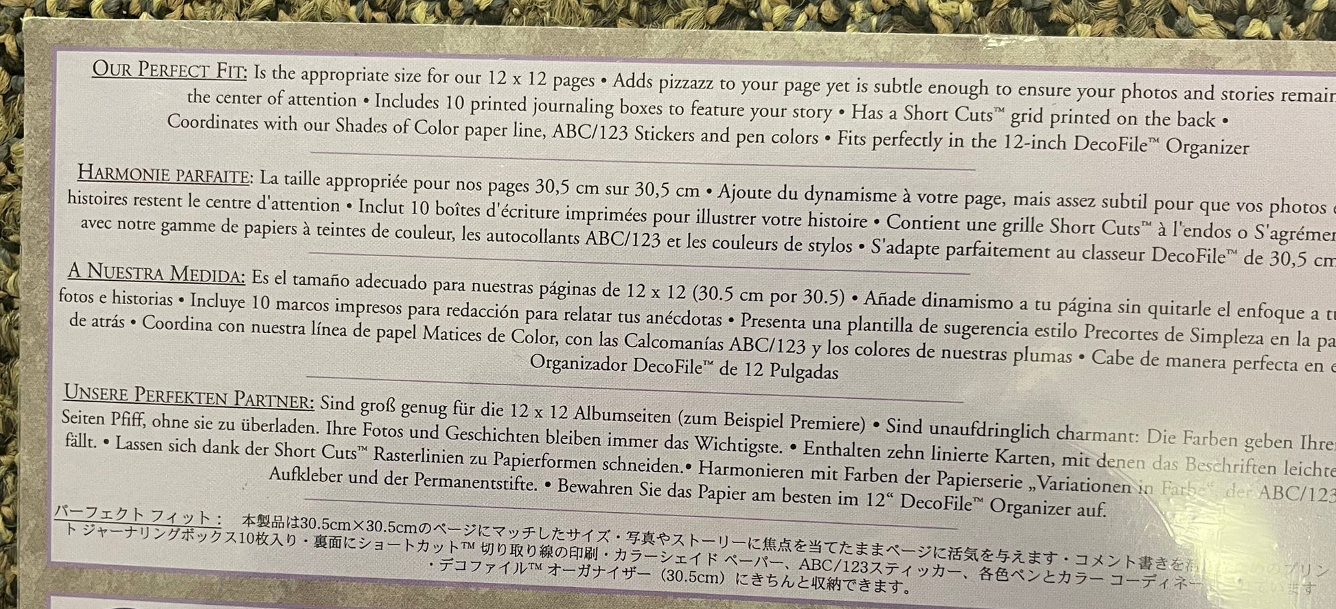 Creative Memories Perfect Fit Purples 12" Photo Mounting PaperPink tiful of LOVE