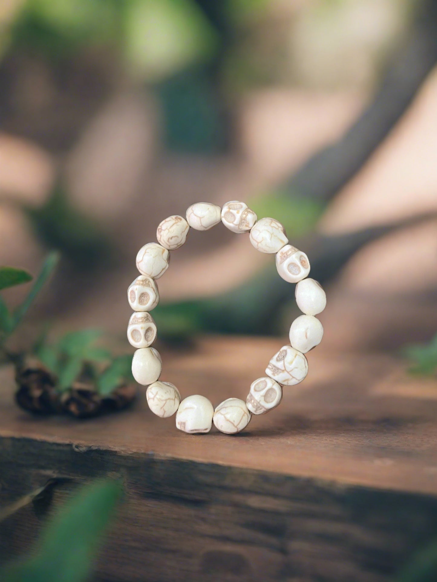 White Turquoise Skull Beaded Elastic/Stretch BraceletPink tiful of LOVE