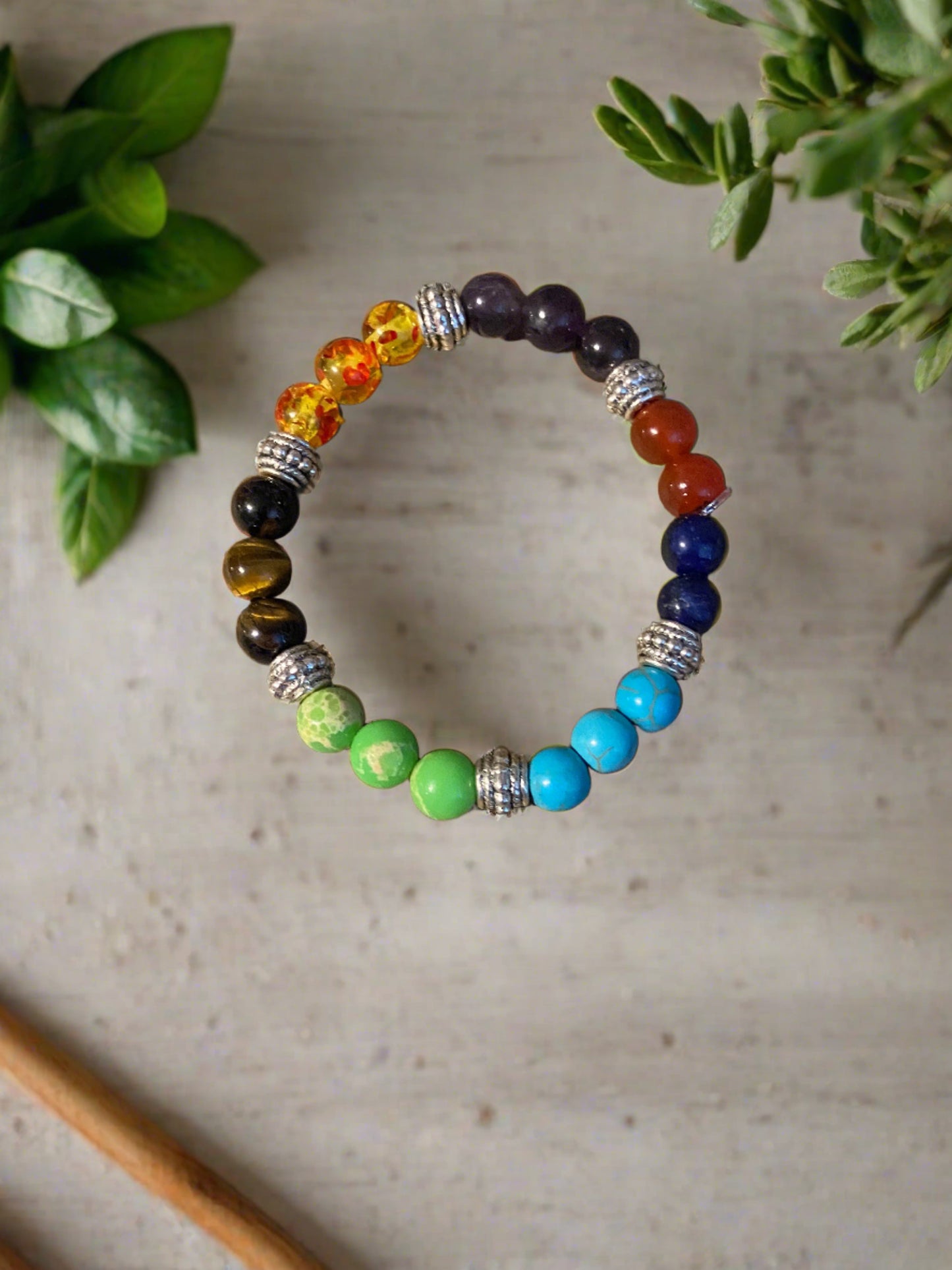 Multi-Color Dyed Stone & Metal Round Beaded Elastic/Stretch BraceletPink tiful of LOVE
