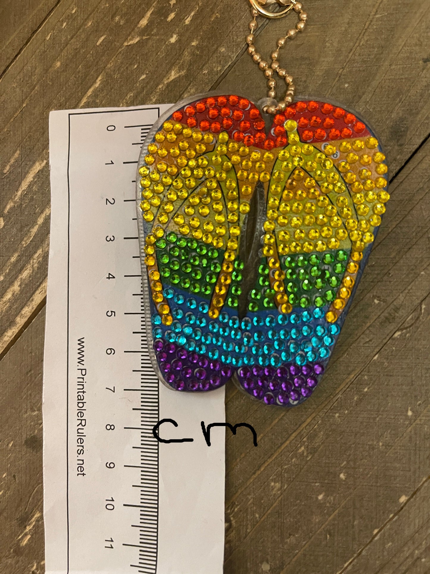 Rainbow Diamond Painting; Flip Flop key chain; Acrylic GemstonePink tiful of LOVE