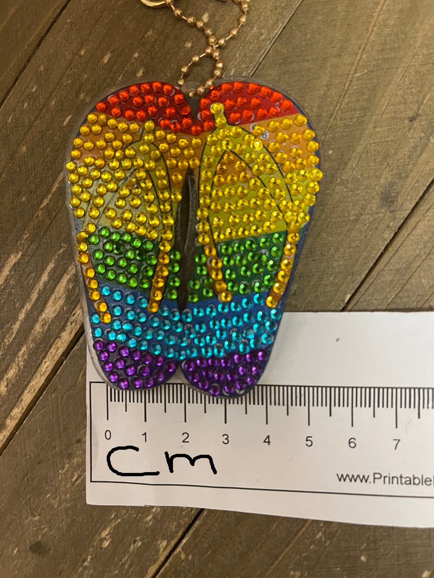 Rainbow Diamond Painting; Flip Flop key chain; Acrylic GemstonePink tiful of LOVE