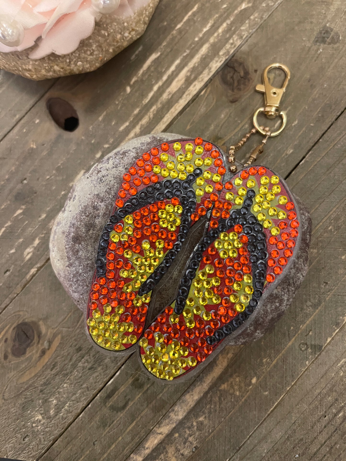 Flip Flop-3 Acrylic & Gemstone Key ChainPink tiful of LOVE