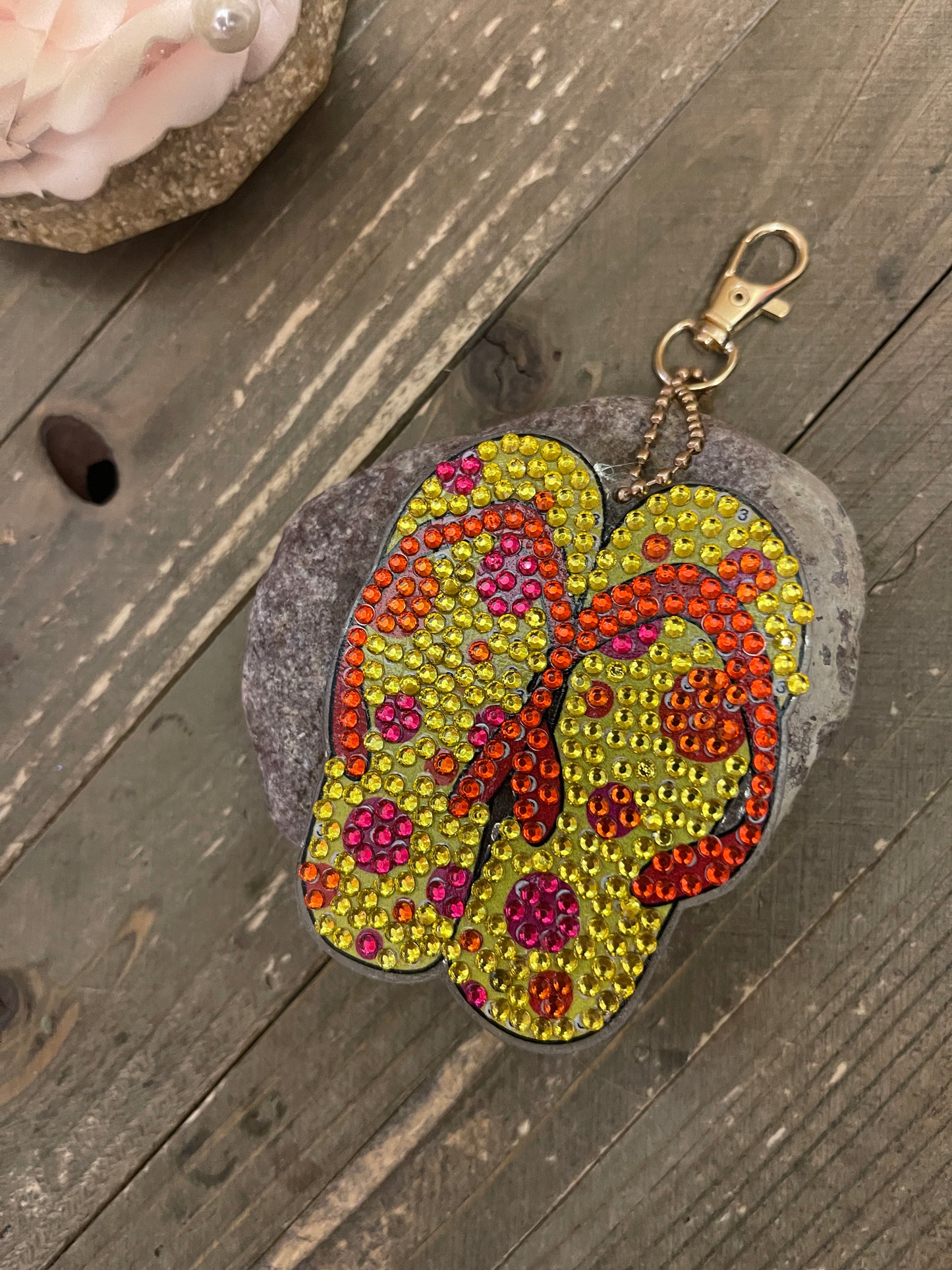 Flip Flop-8 Acrylic & Gemstone Key ChainPink tiful of LOVE