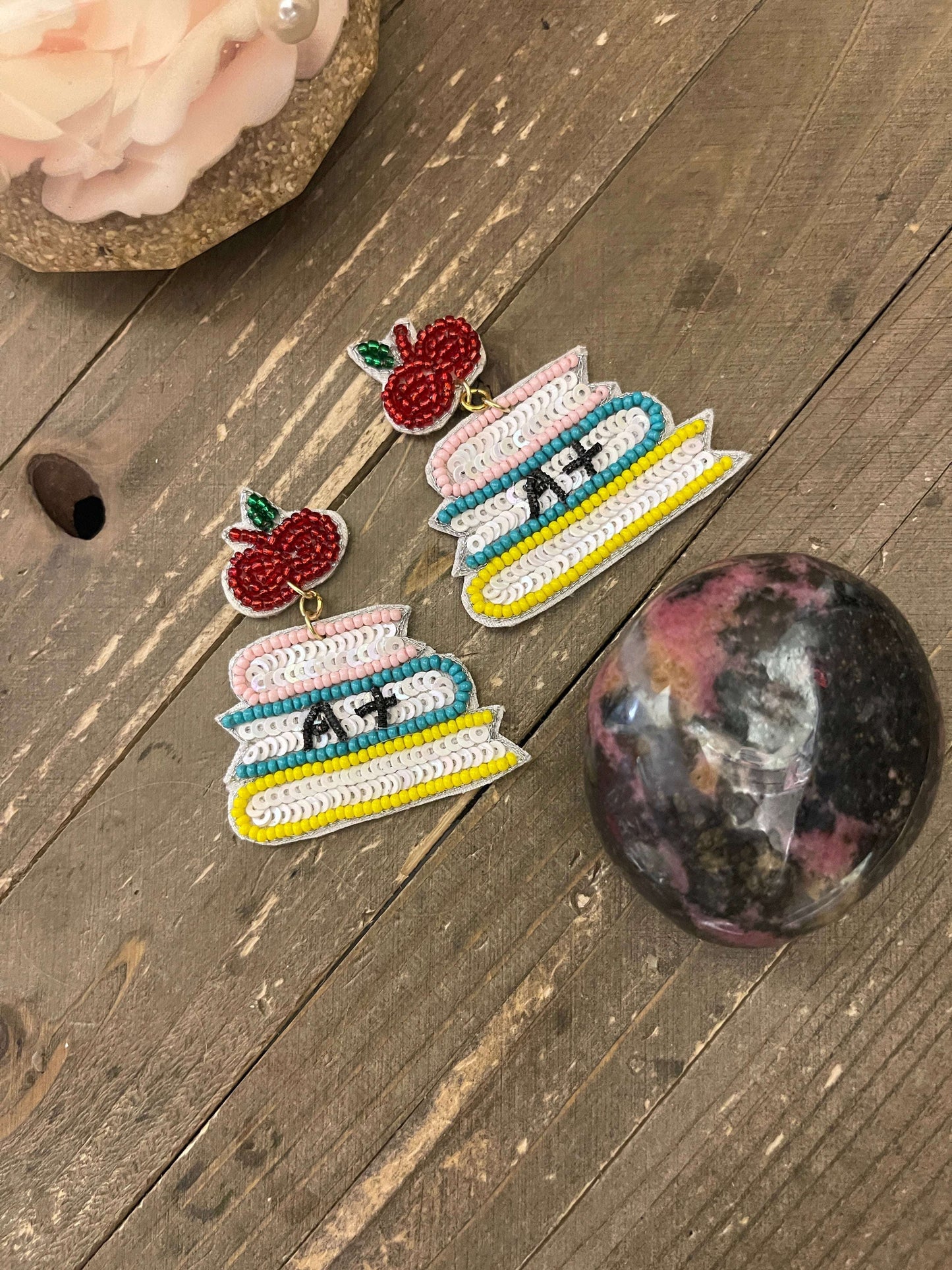 A+ Beaded Dangle EarringsPink tiful of LOVE