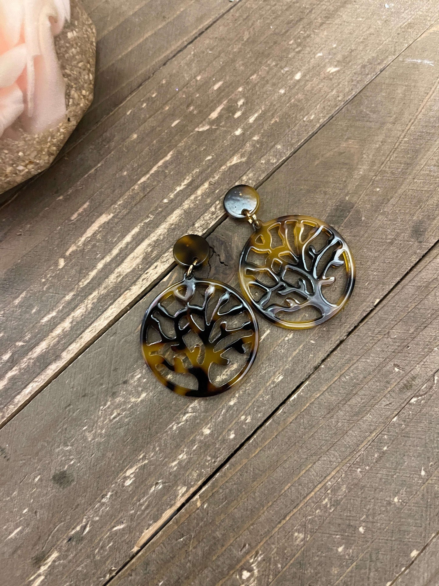 Acrylic Filigree Tree of Life Dangle EarringsPink tiful of LOVE