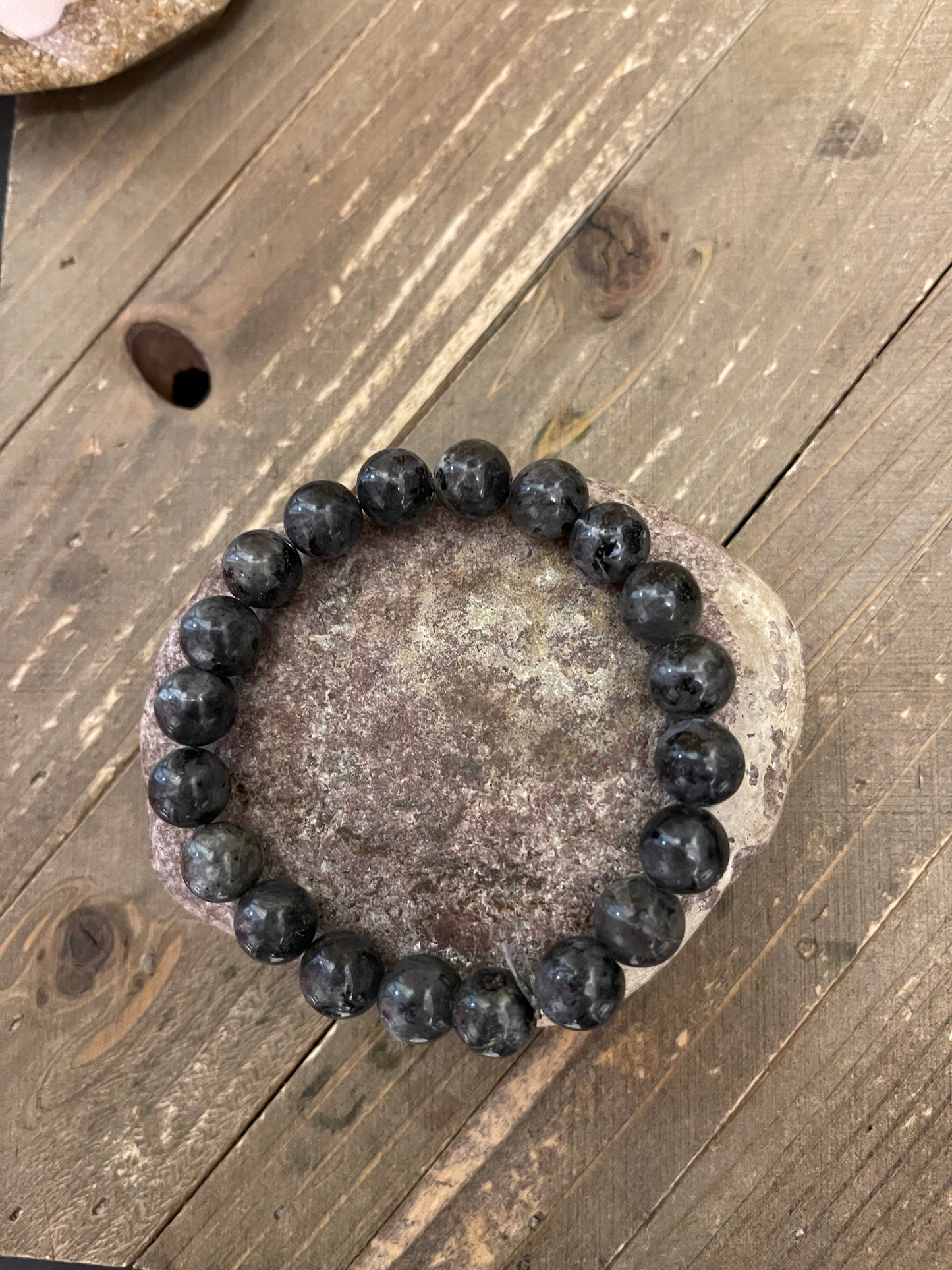 Larvikite beaded Stretch braceletPink tiful of LOVE
