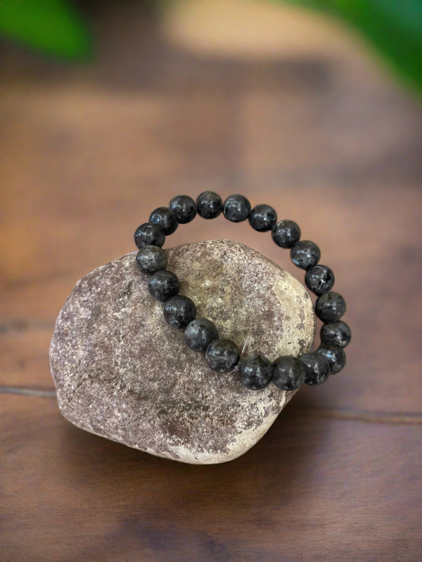 Larvikite beaded Stretch braceletPink tiful of LOVE