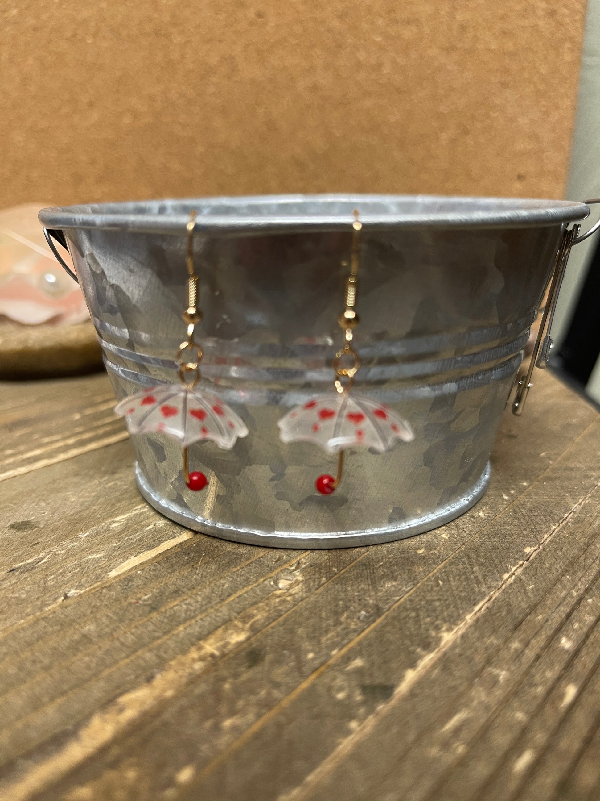 Heart Umbrella Charm Wire earringsPink tiful of LOVE