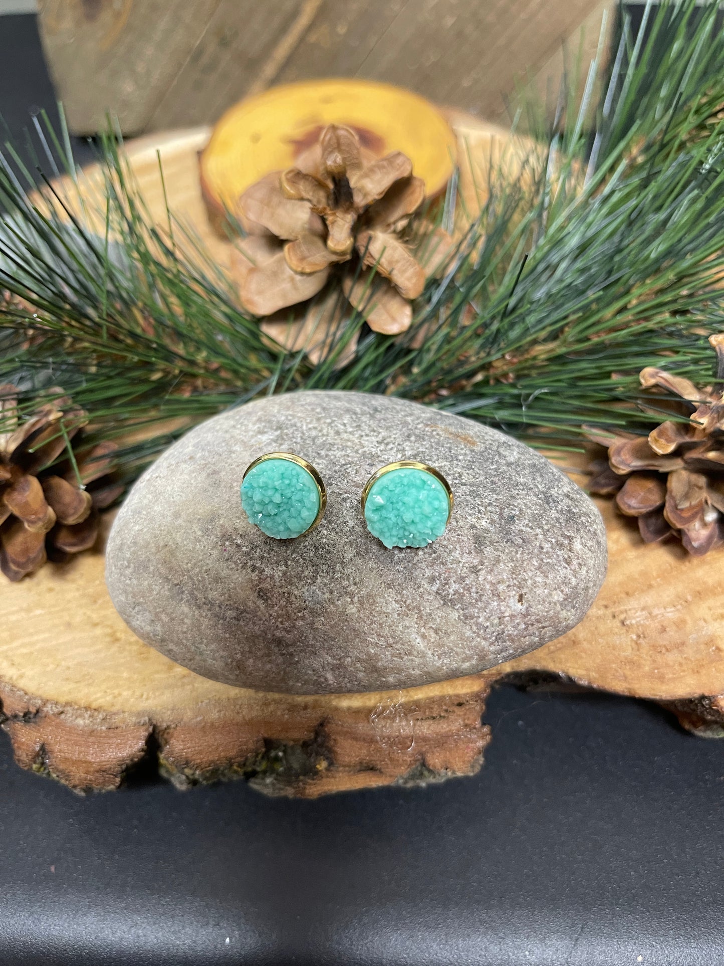 Pretty in  Green Pastel Druzy Stud EarringsPink tiful of LOVE