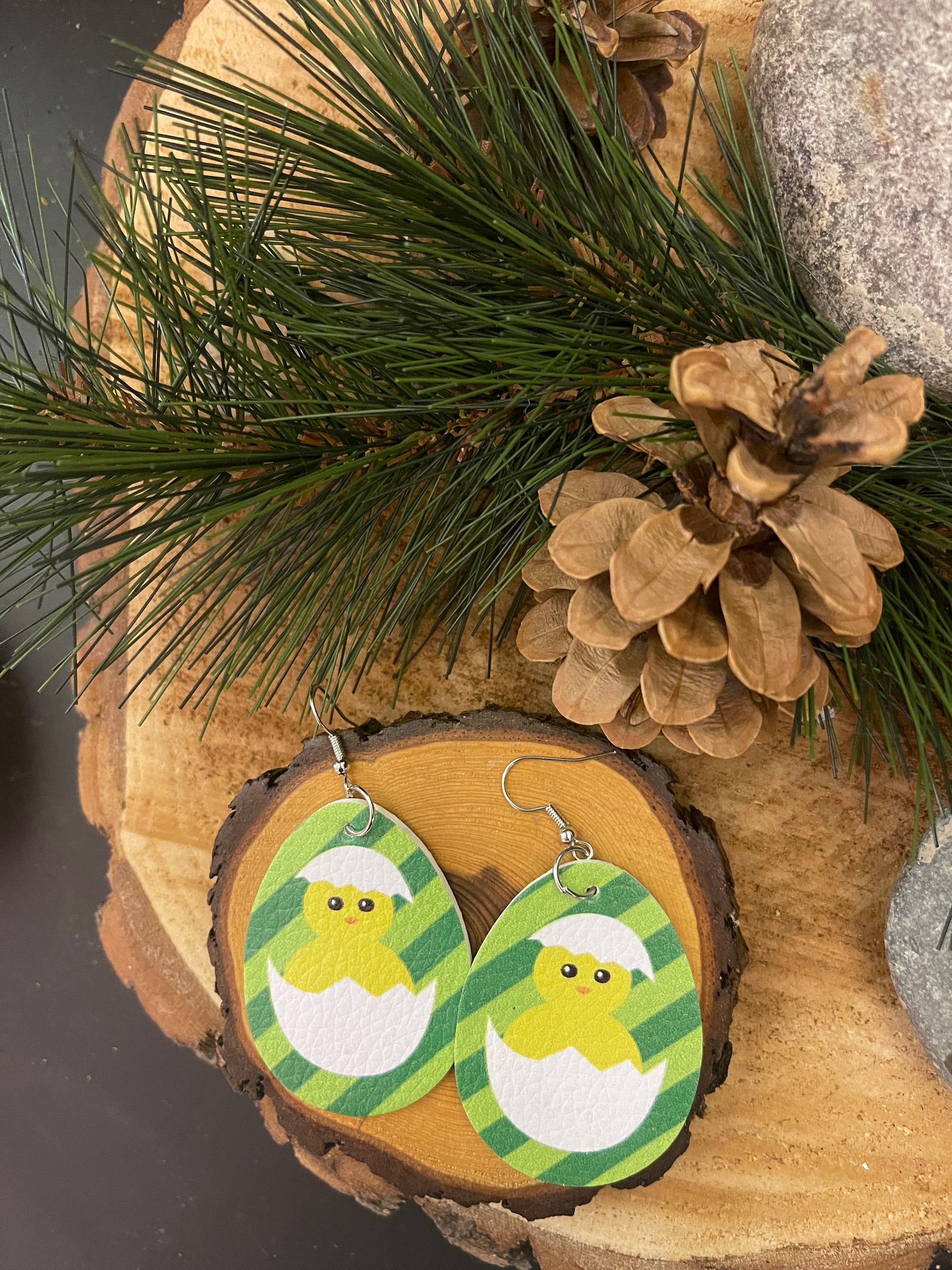 Easter -5 Faux Leather teardrop earringsPink tiful of LOVE