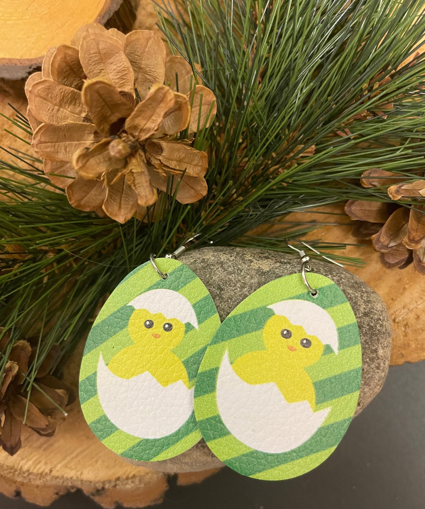 Easter -5 Faux Leather teardrop earringsPink tiful of LOVE