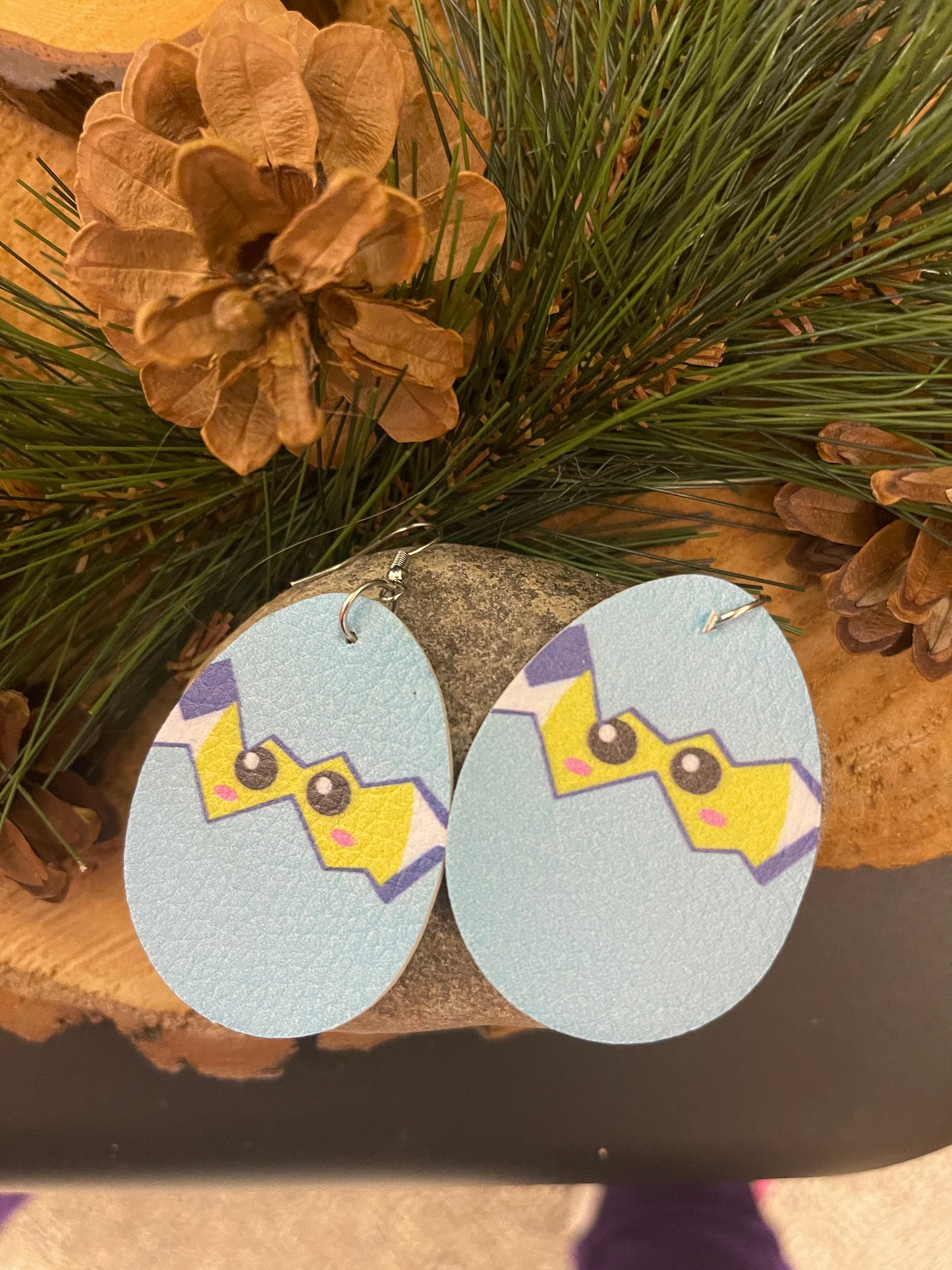 Easter -6 Faux Leather teardrop earringsPink tiful of LOVE