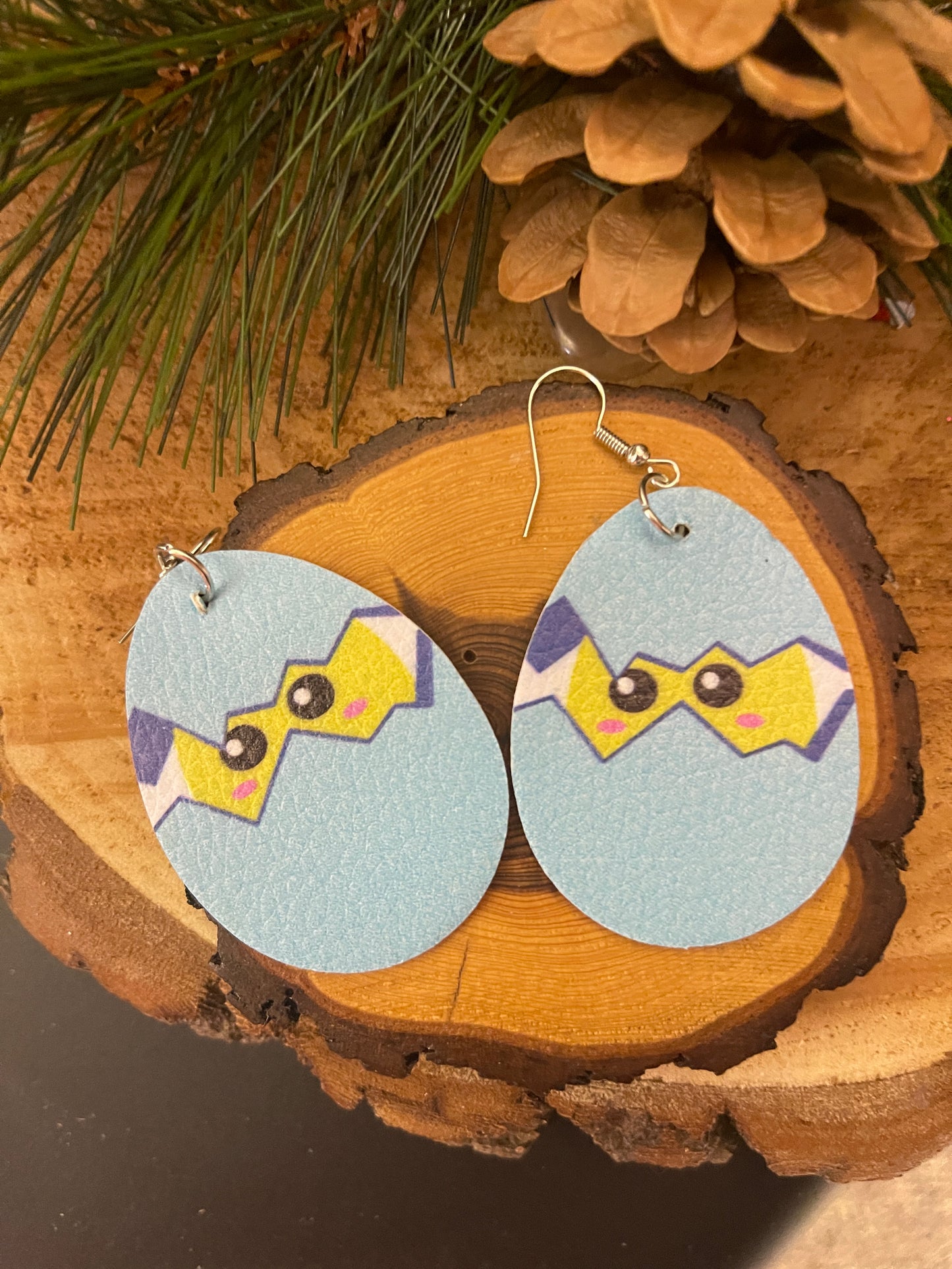 Easter -6 Faux Leather teardrop earringsPink tiful of LOVE