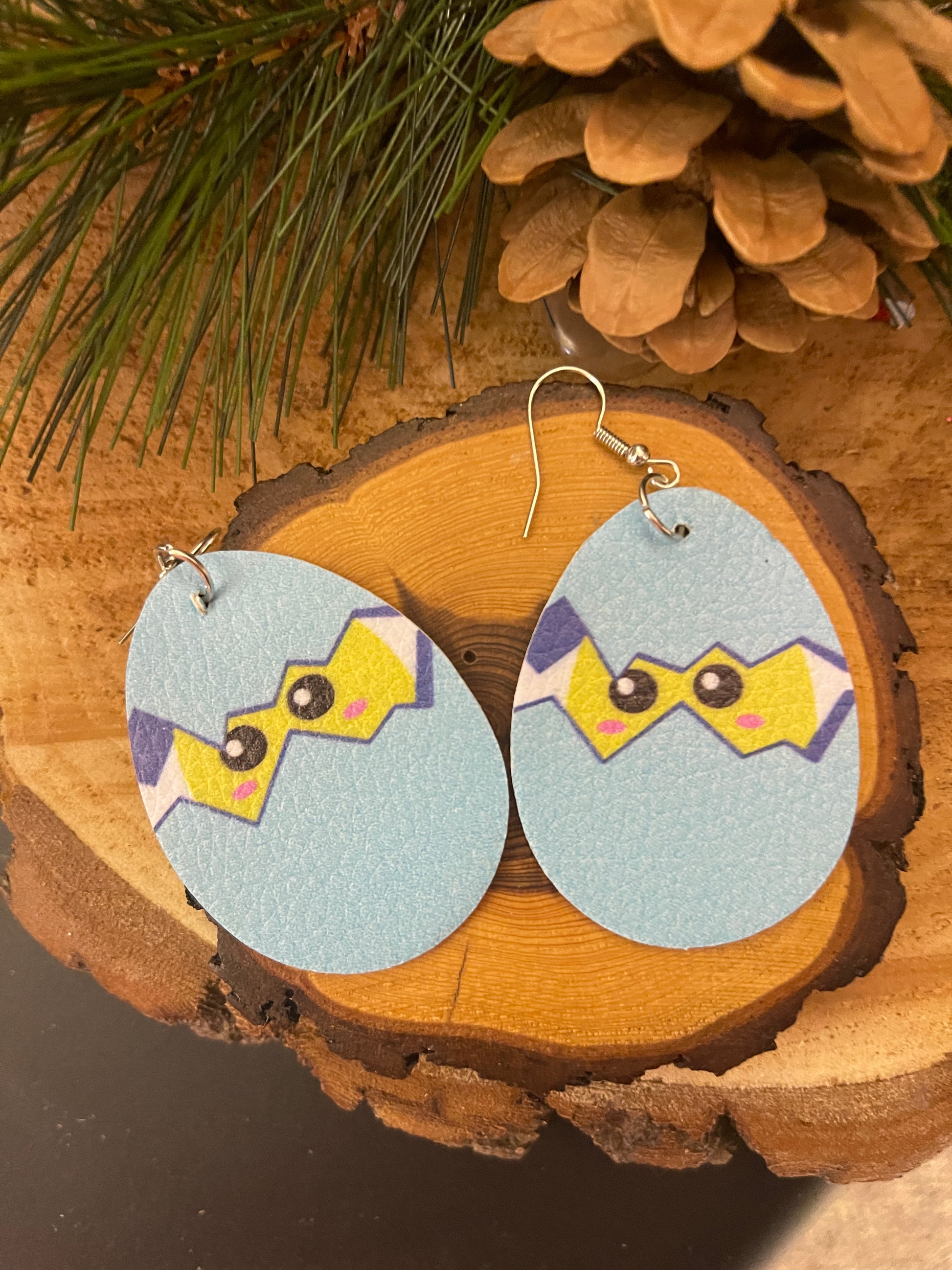 Easter -6 Faux Leather teardrop earringsPink tiful of LOVE