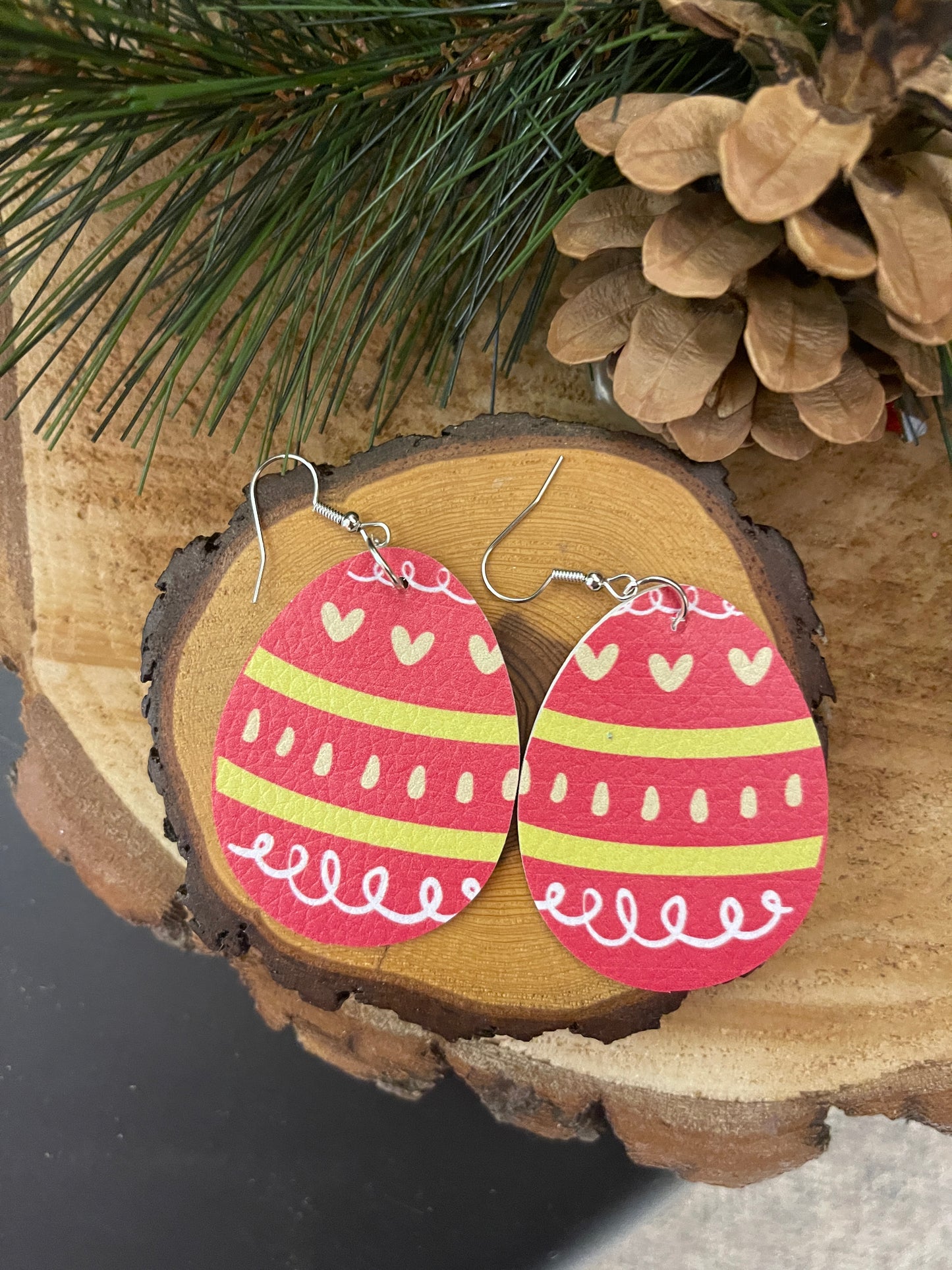 Easter -7 Faux Leather teardrop earringsPink tiful of LOVE