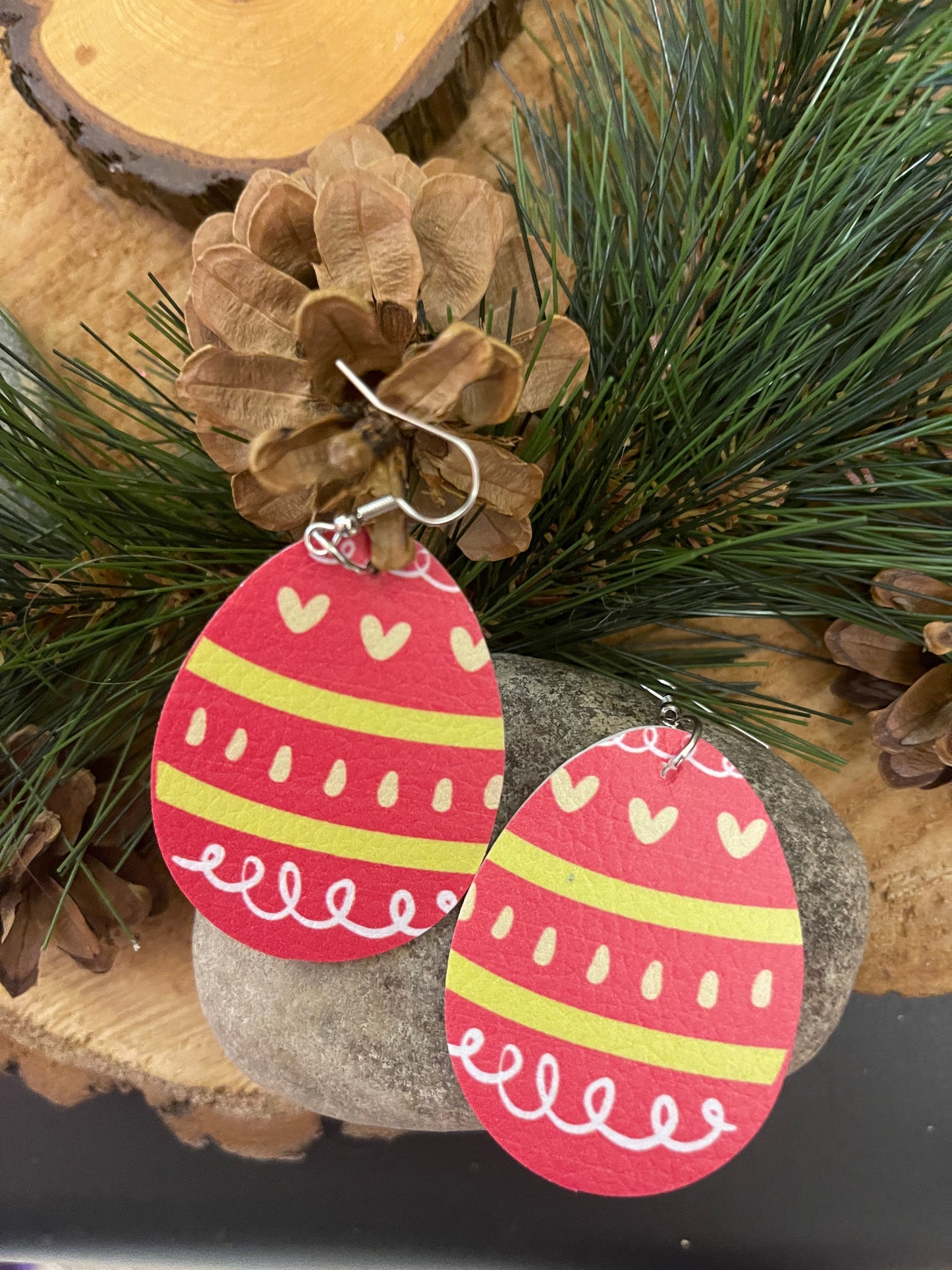 Easter -7 Faux Leather teardrop earringsPink tiful of LOVE