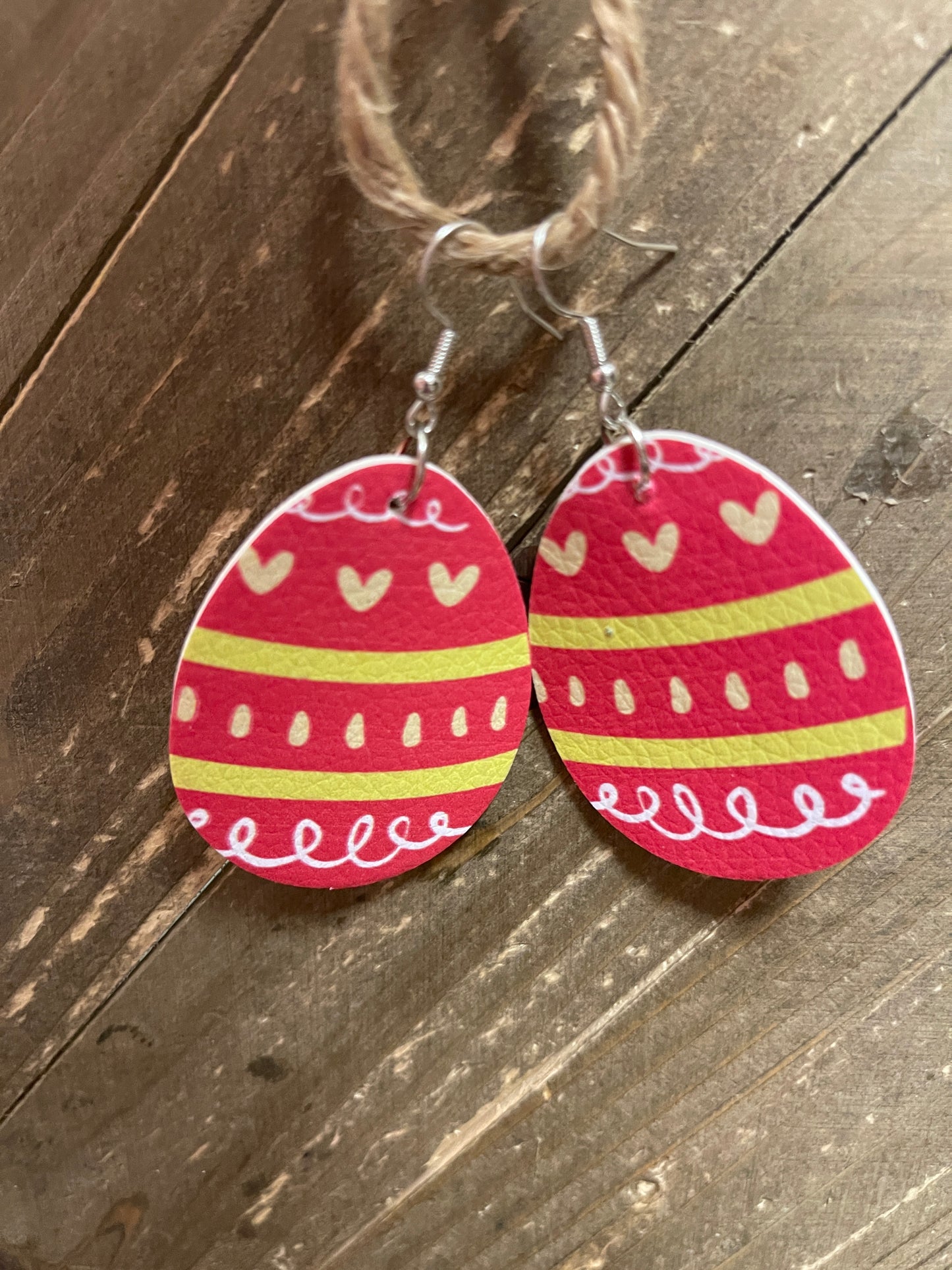 Easter -7 Faux Leather teardrop earringsPink tiful of LOVE