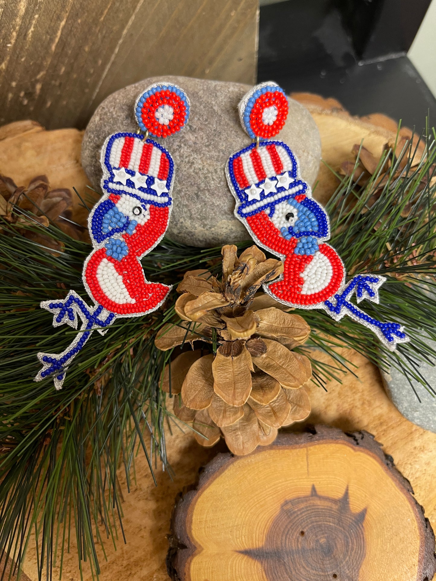 Patriotic Parrots Beaded dangle/Stud EarringsPink tiful of LOVE