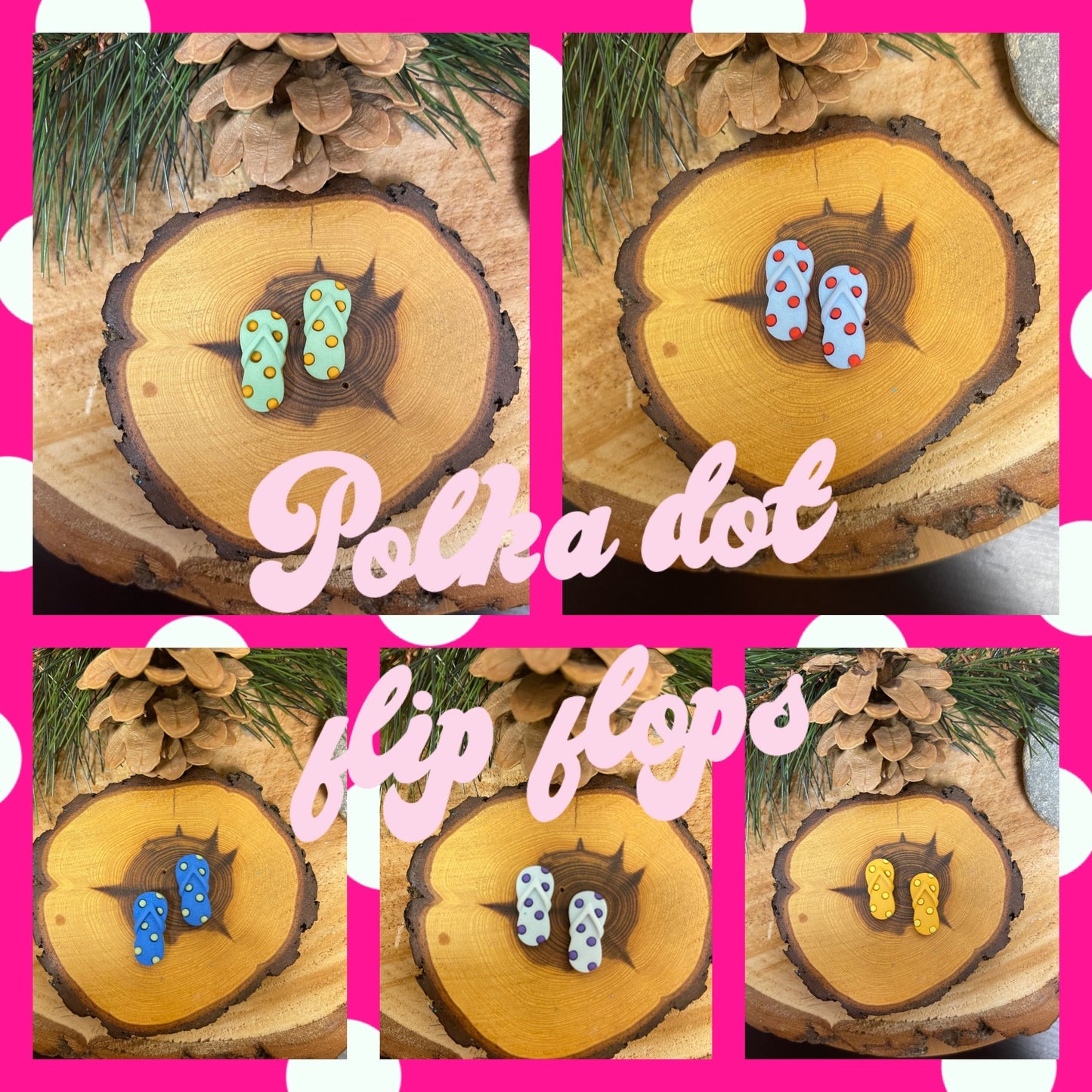 Polka Dot Flip Flop Post EarringsPink tiful of LOVE