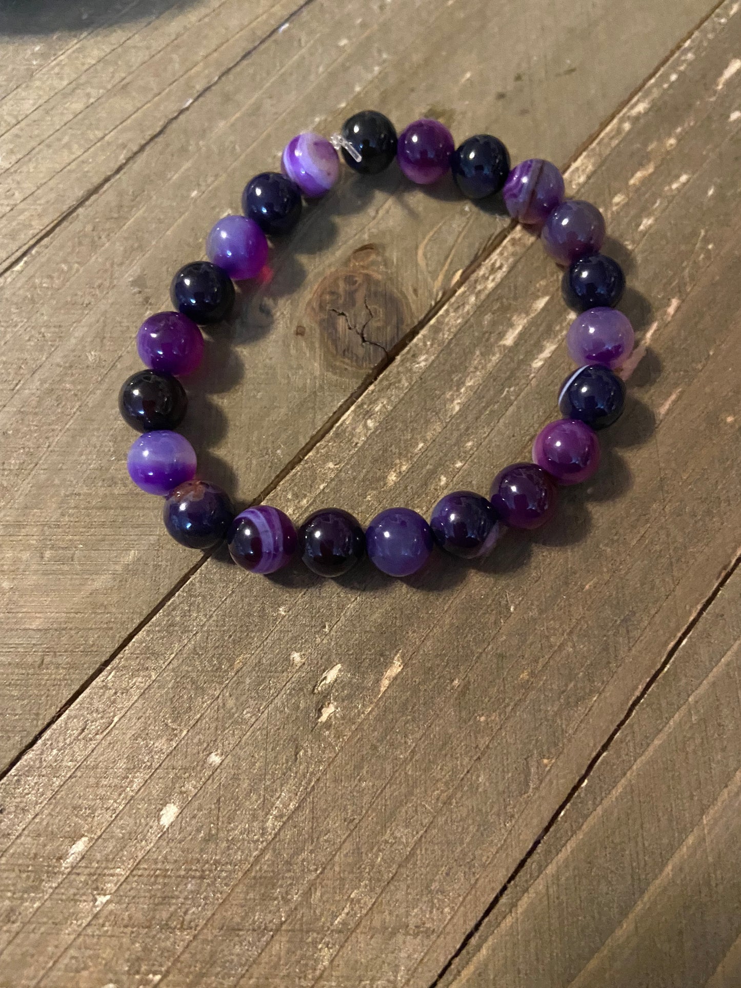 Purple Dyed Round Agate Beaded Elastic/Stretch BraceletPink tiful of LOVE