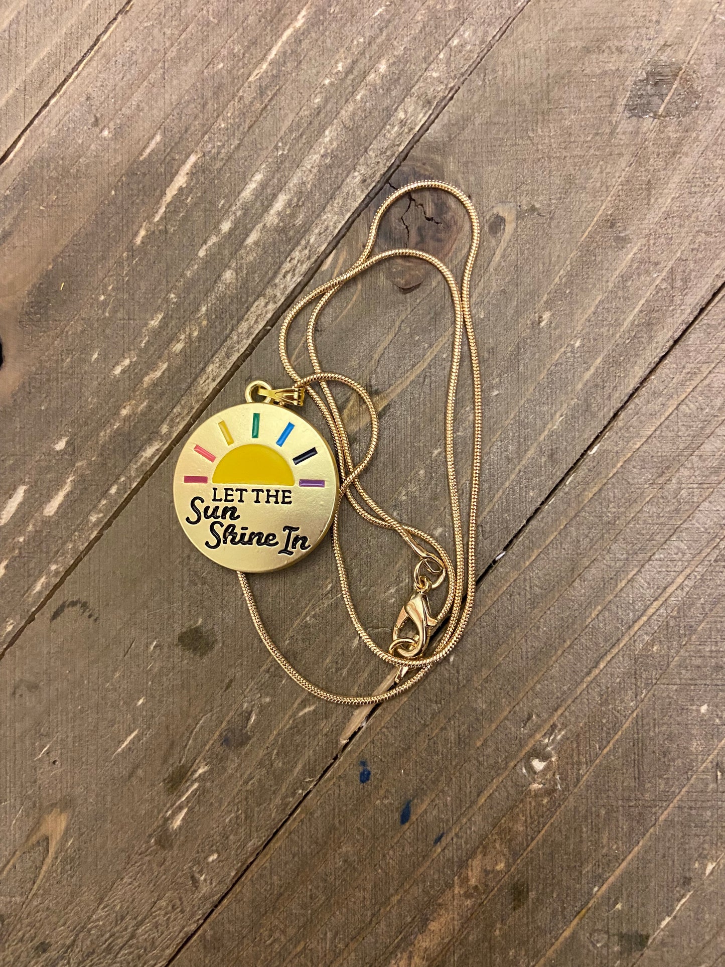 Sun Shine Pendant on a Gold chain NecklacePink tiful of LOVE