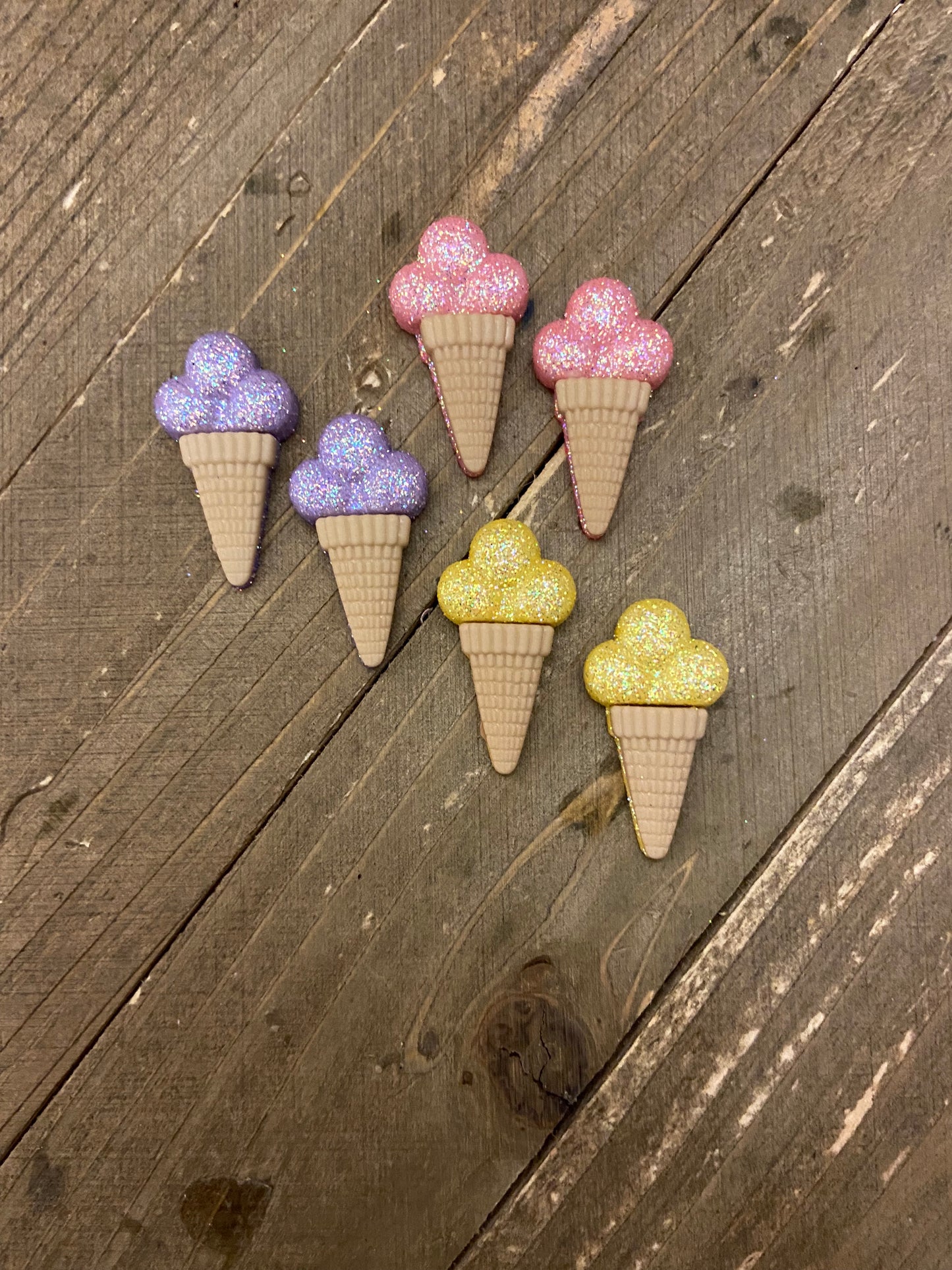 Ice Cream Cone Post Earrings (purple, pink, yellow)Pink tiful of LOVE