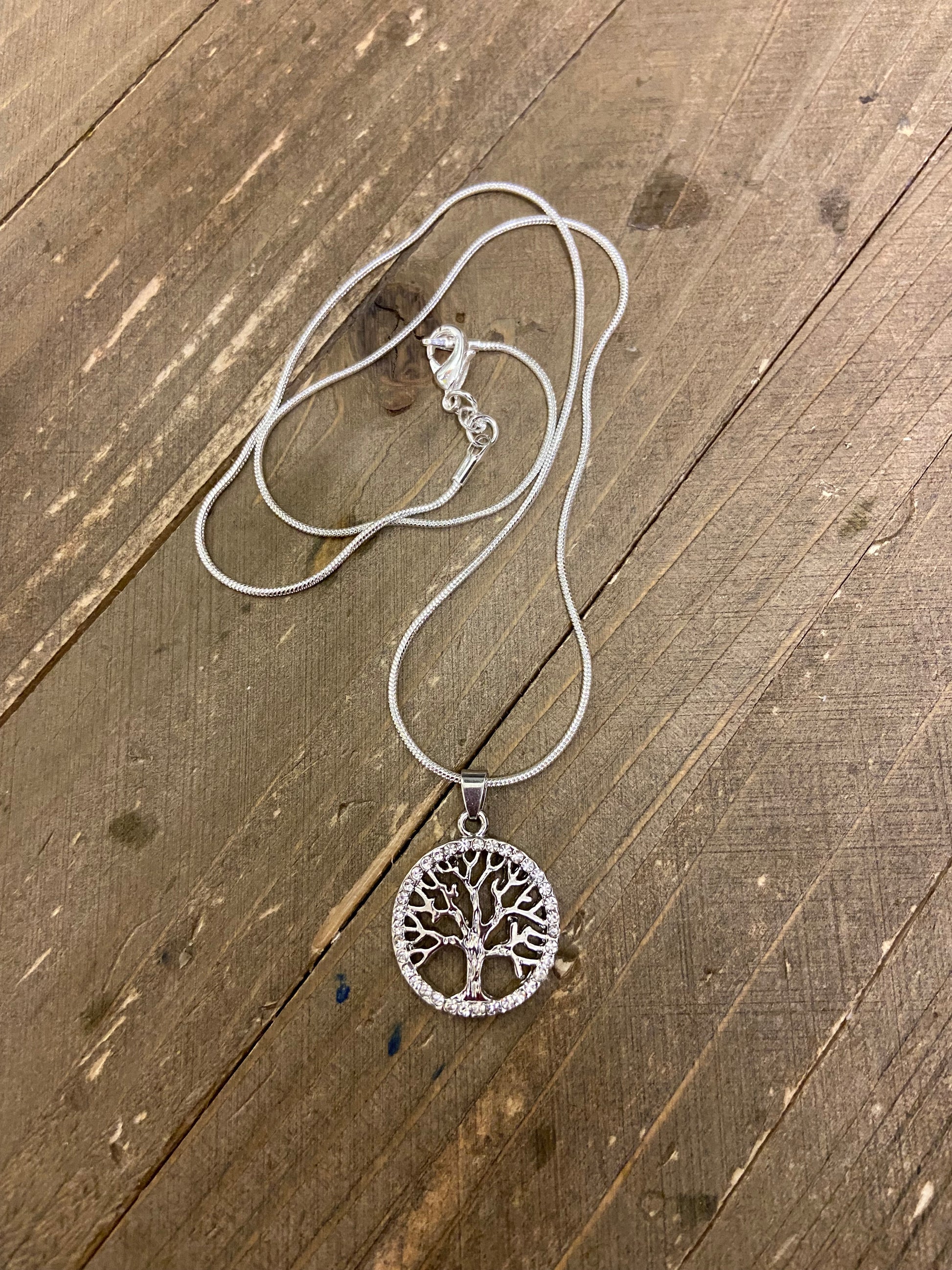 Round Rhinestone Tree Pendant on a Silver chain NecklacePink tiful of LOVE