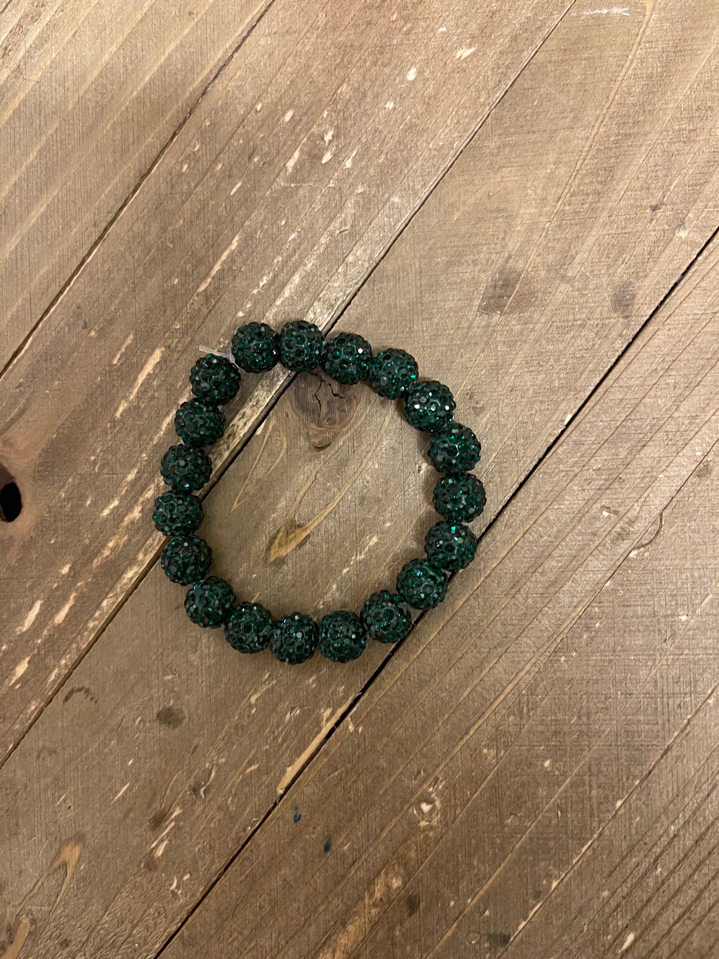 Dark Green Sparkle Ball Bead Elastic/Stretch BraceletPink tiful of LOVE