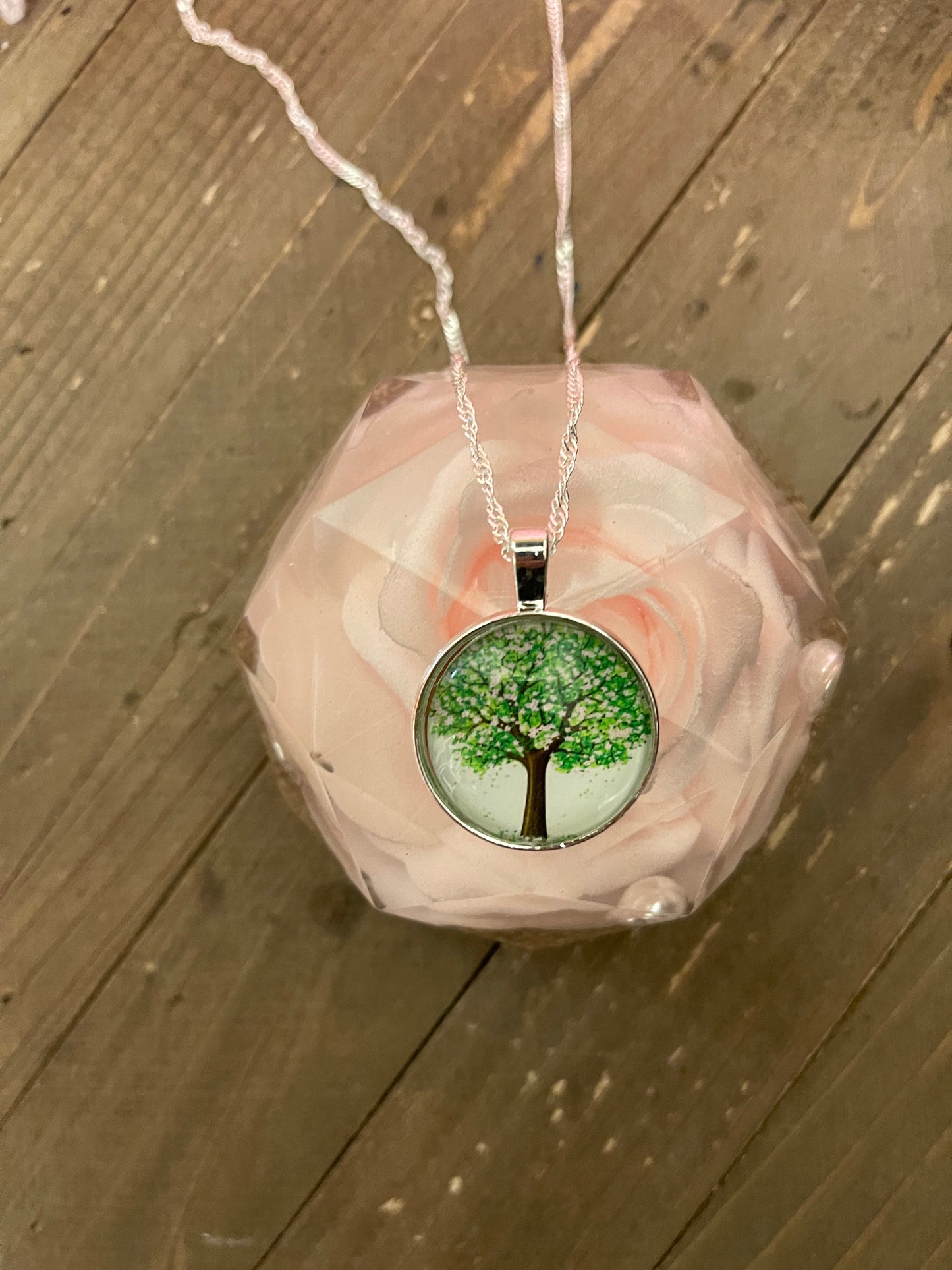 Tree of Life Pendant; Elegant Pendant on a Silver ChainPink tiful of LOVE
