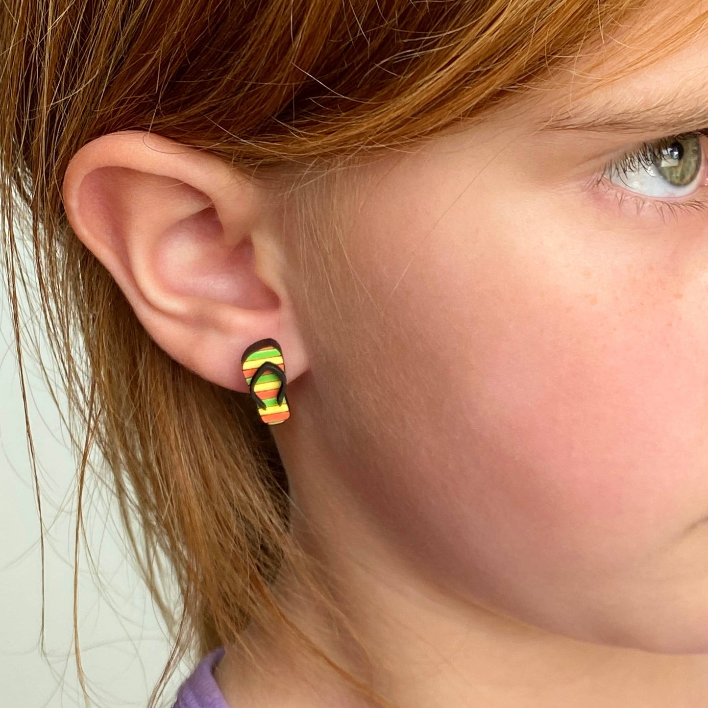 Flip Flop Studs; acrylic wood piece and a black painted wood strap on topPink tiful of LOVE