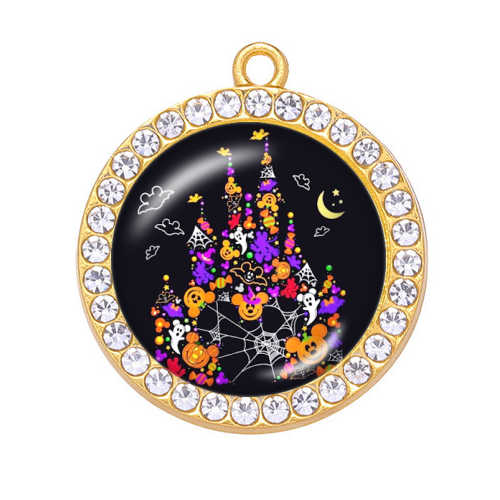 Halloween Castle Cabochon Charm on a ball Post earringsPink tiful of LOVE