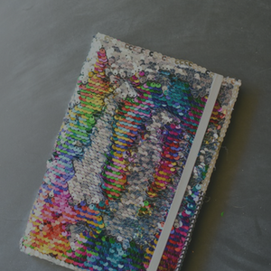 how to make:   Mermaid Sequin Fabric Notebook  June 1, by Larissa Coleman